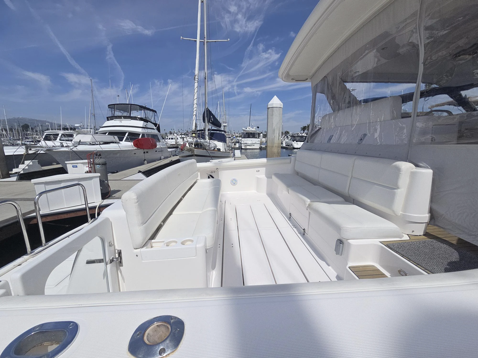 a boat docked at a pier aboard GOOD ENERGY TOO Yacht for Sale