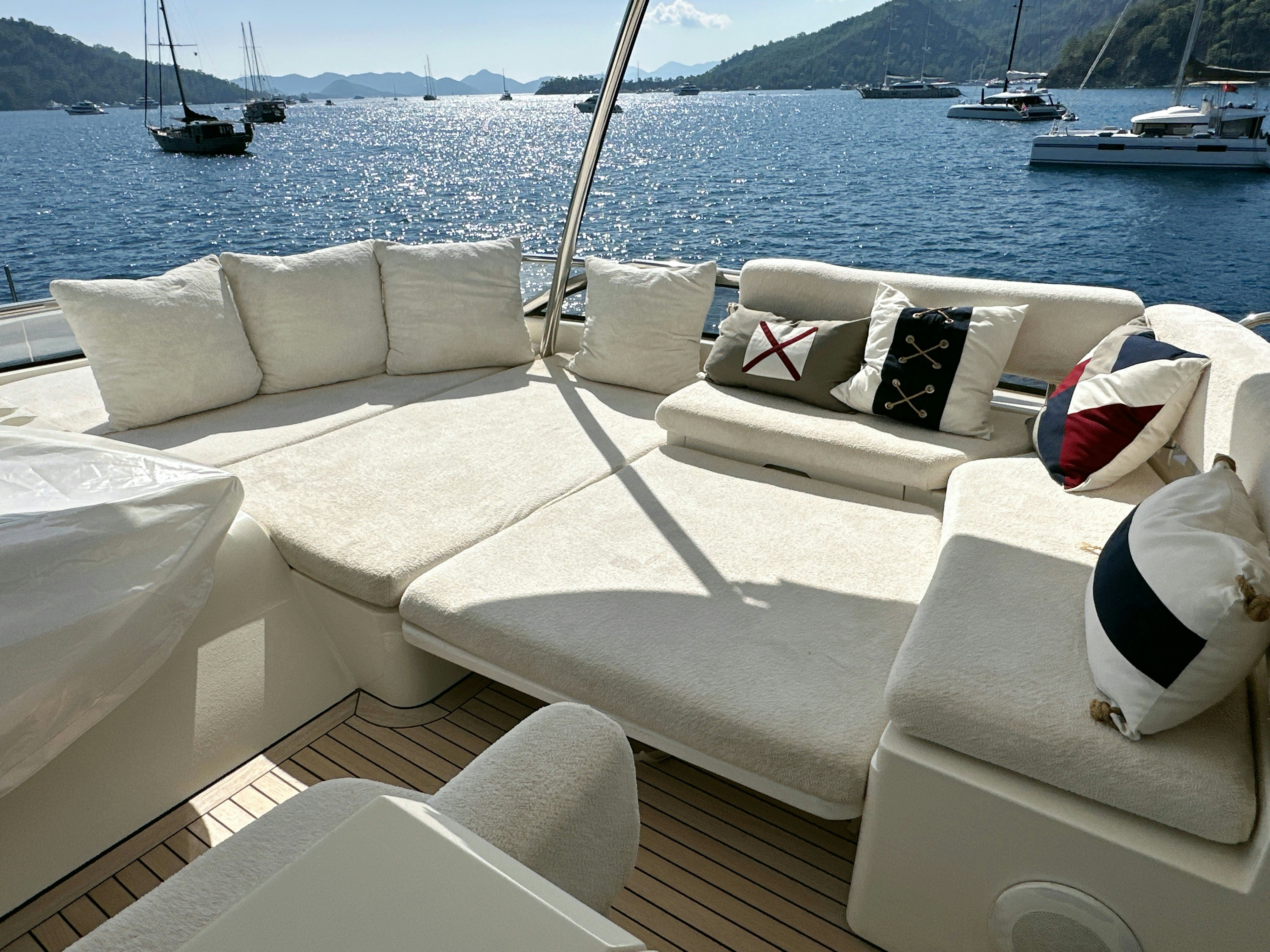 a lounge chair on a boat aboard SWORDFISH 68 Yacht for Sale