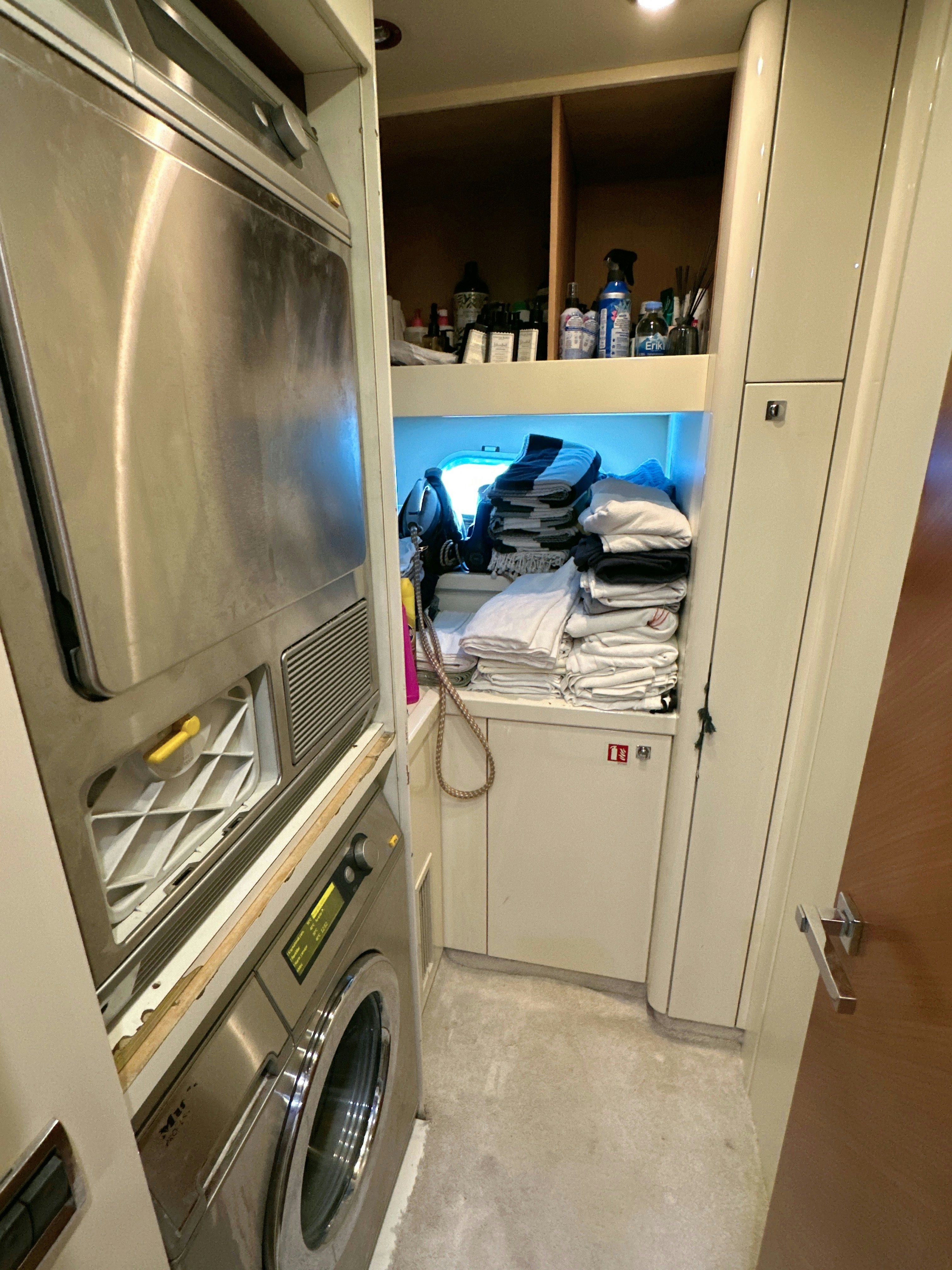 a room with a large open door aboard SWORDFISH 68 Yacht for Sale