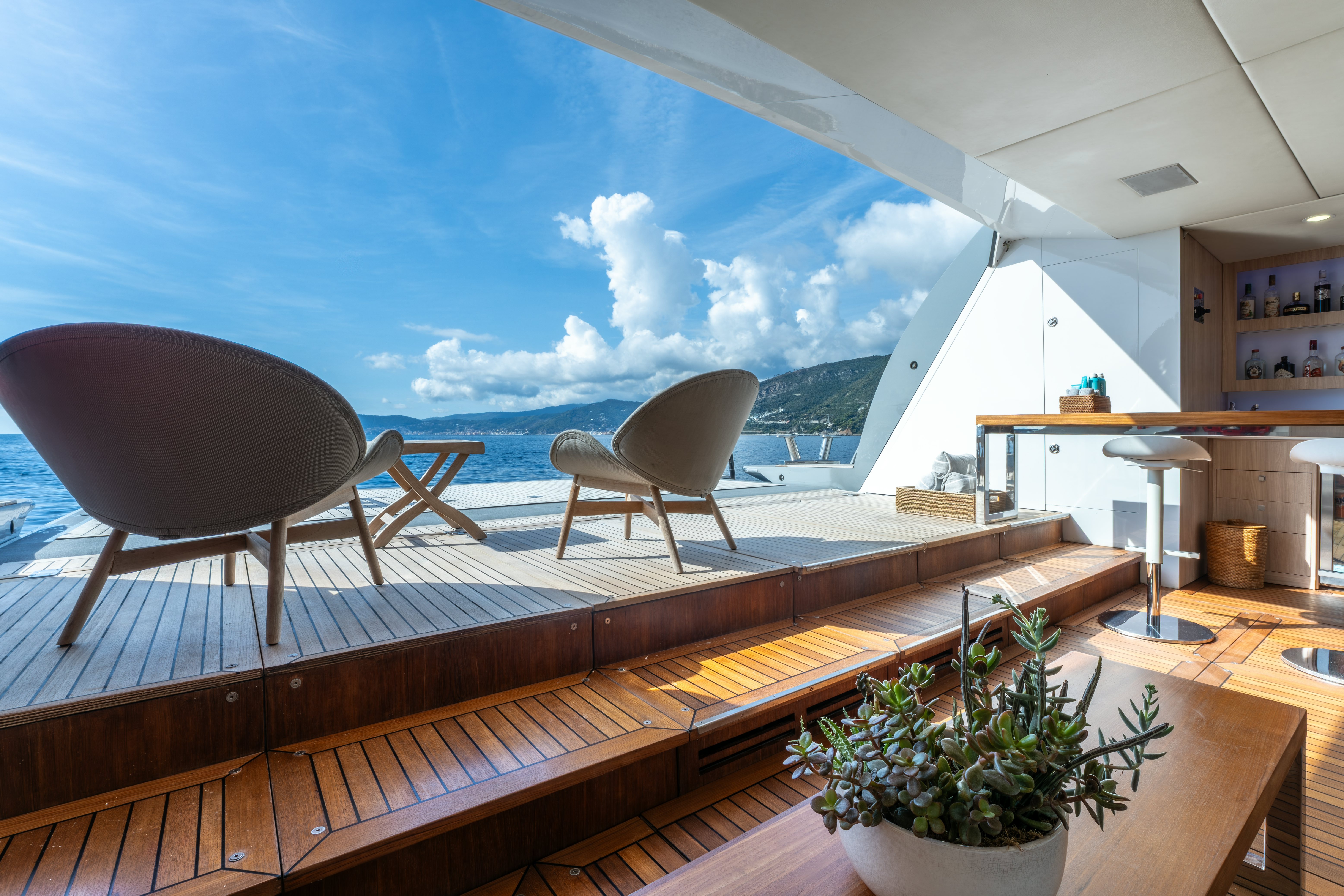 a room with a large window aboard G3 Yacht for Sale