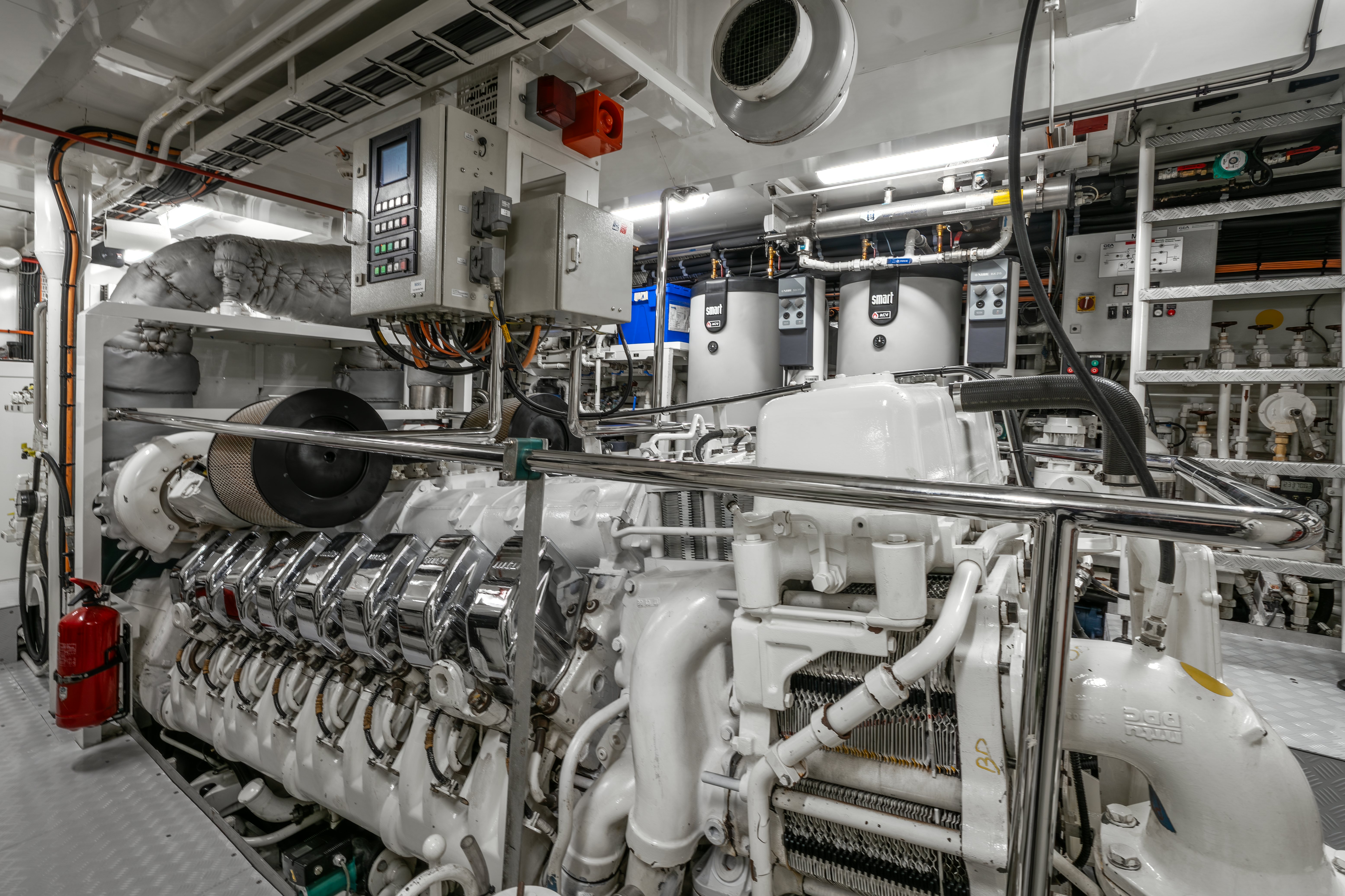 a room with machinery aboard G3 Yacht for Sale