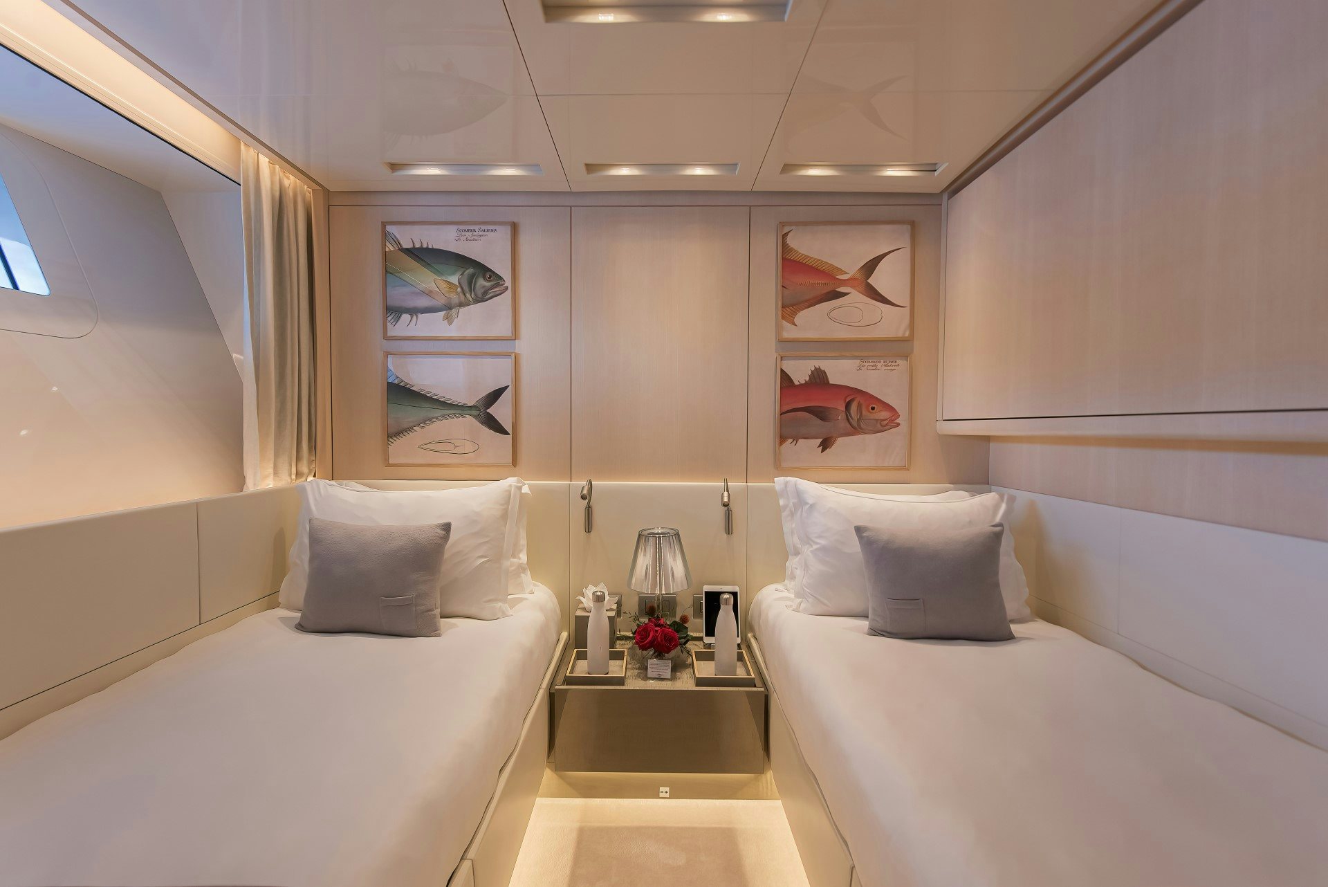 a room with two beds aboard PREMURA Yacht for Charter