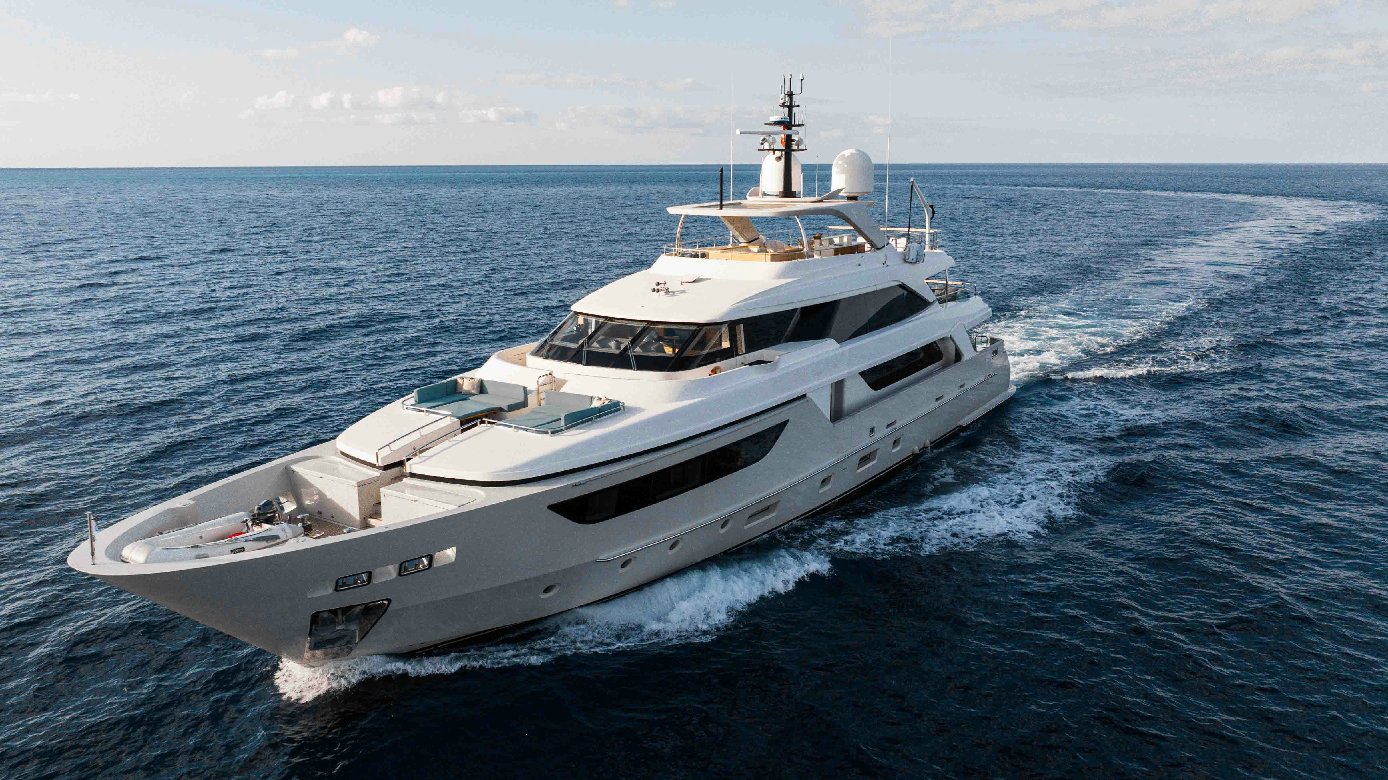 a white yacht in the ocean aboard PREMURA Yacht for Charter