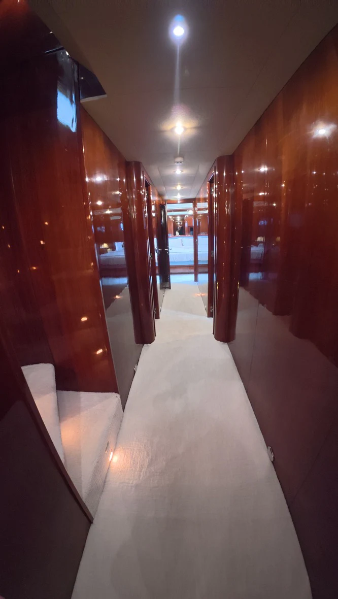a hallway with a light aboard NORTHSTAR I Yacht for Sale