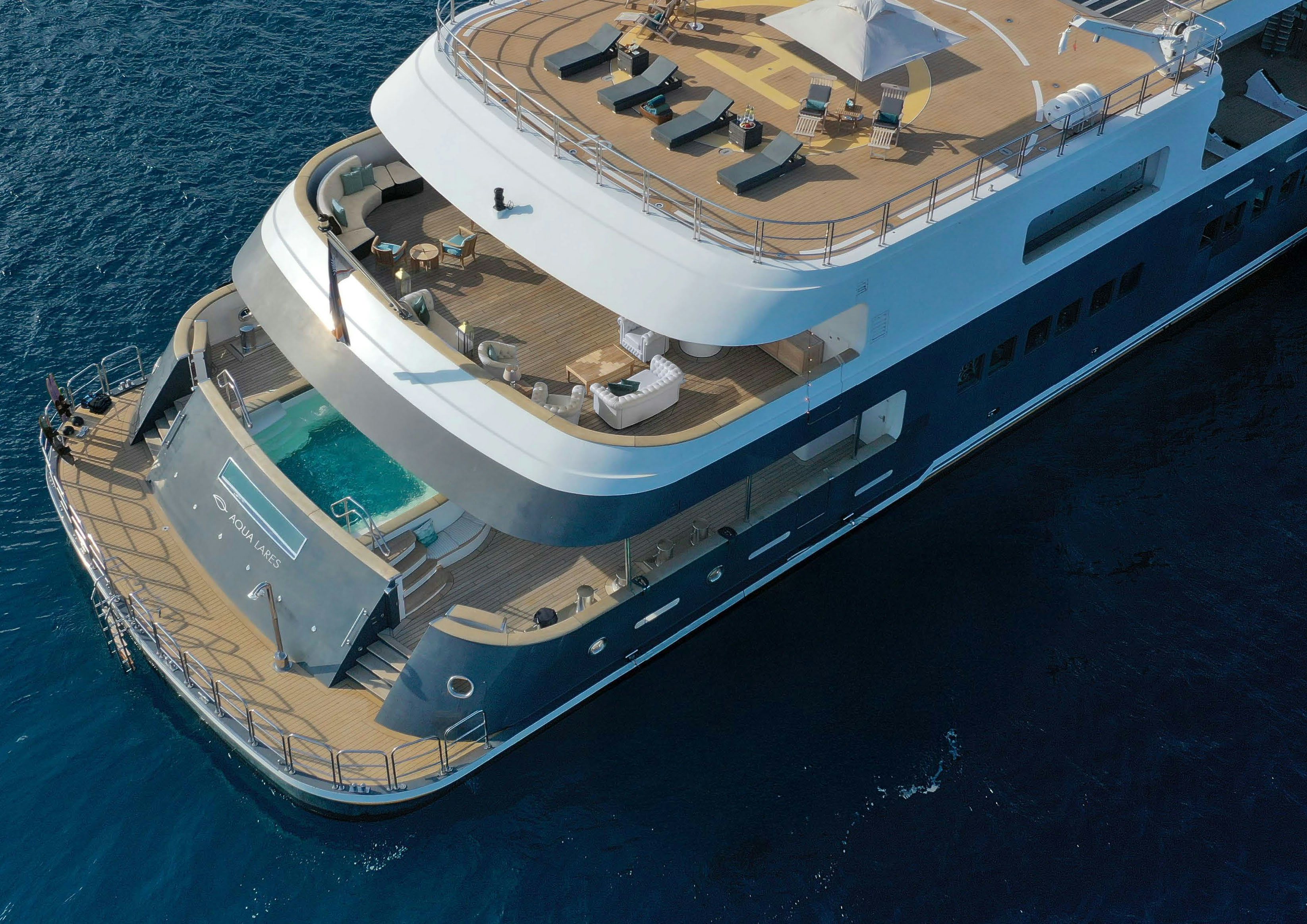 a boat on the water aboard AQUA LARES Yacht for Charter