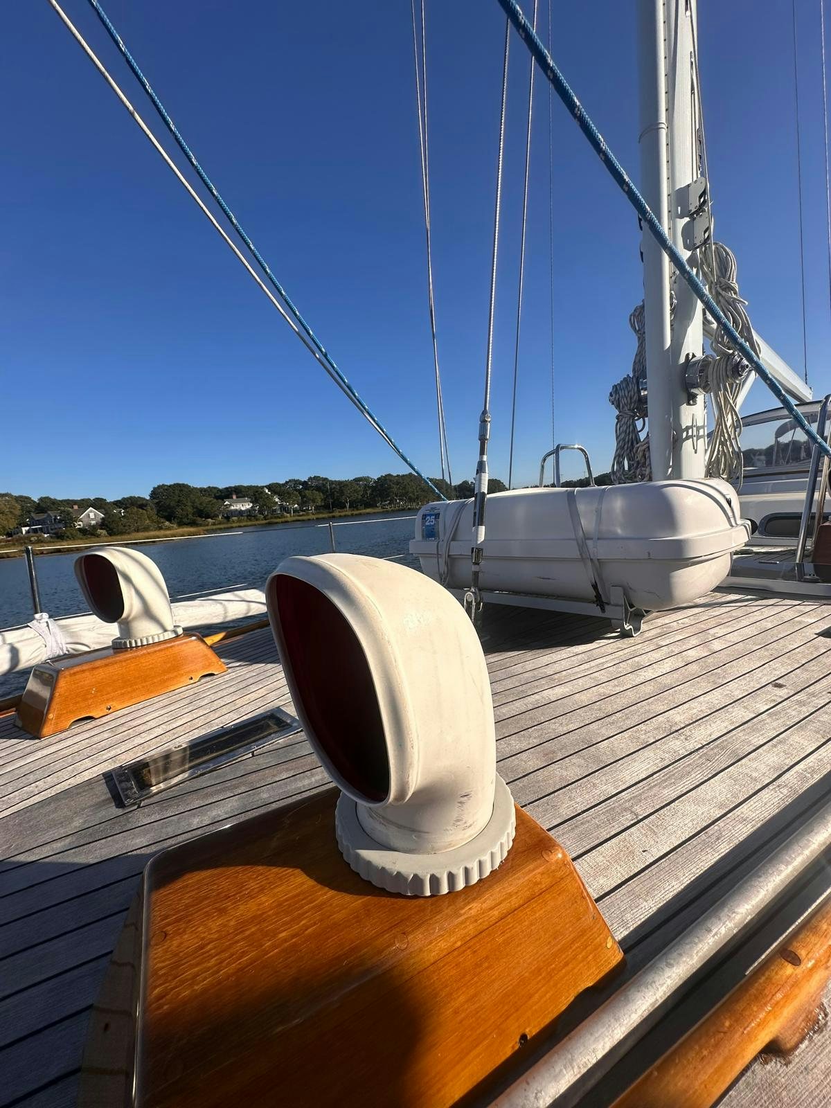 a boat with a white cup on it aboard II Yacht for Sale