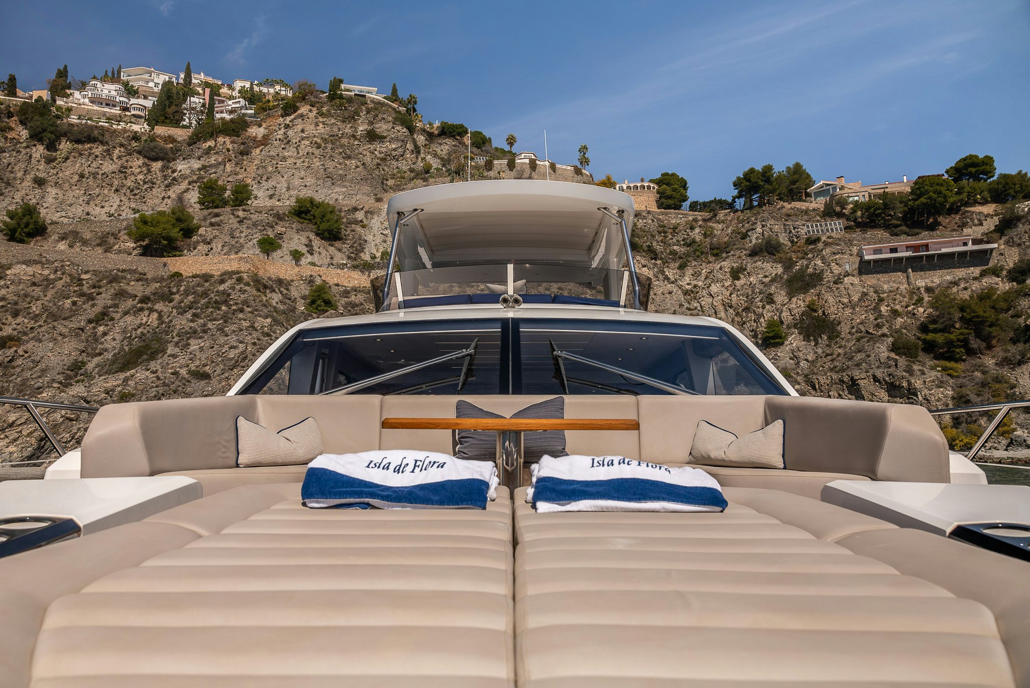 a car parked on a hill aboard ISLA DE FLORA Yacht for Sale