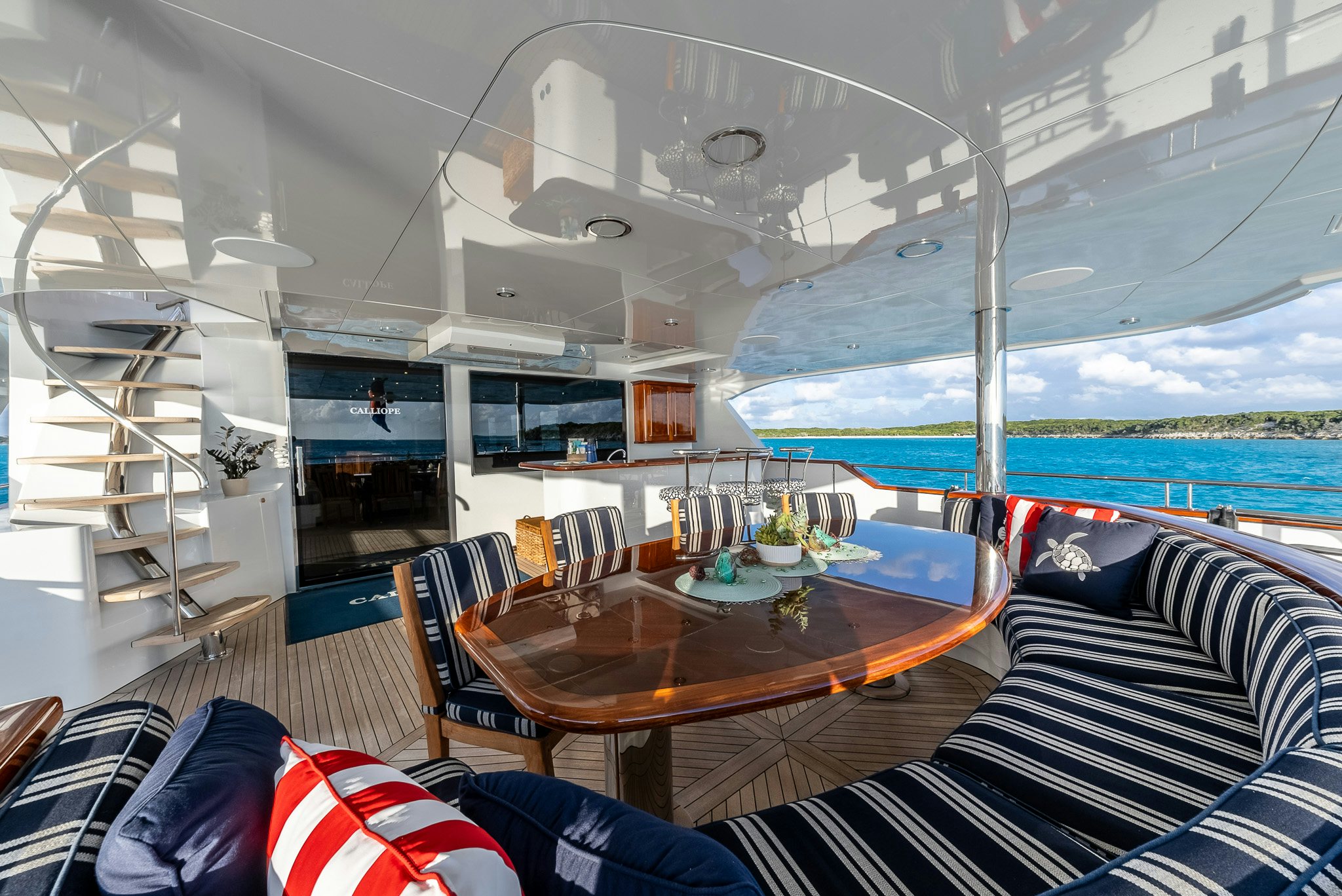 a room with a table and chairs aboard CALLIOPE Yacht for Sale
