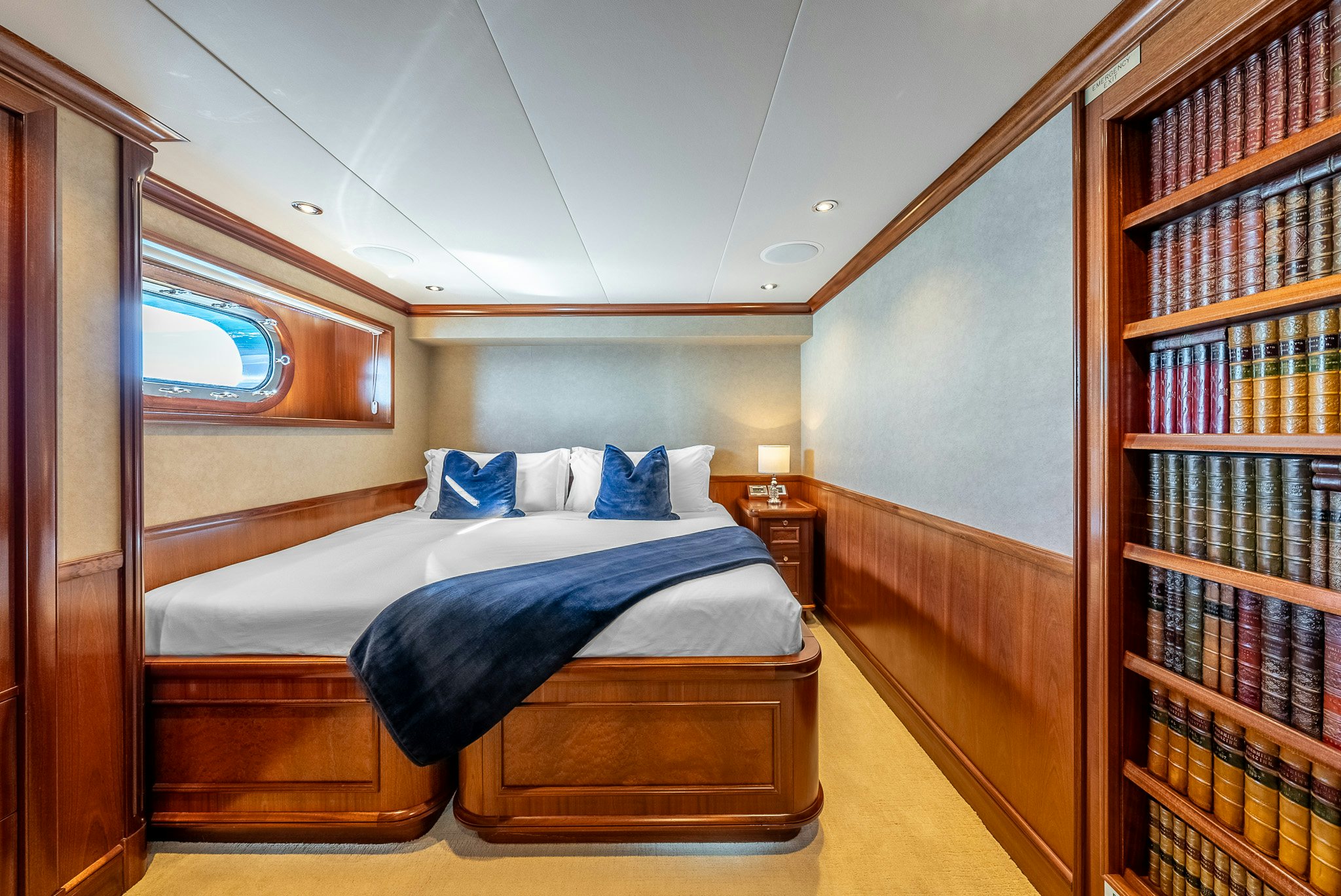 a bed in a room aboard CALLIOPE Yacht for Sale