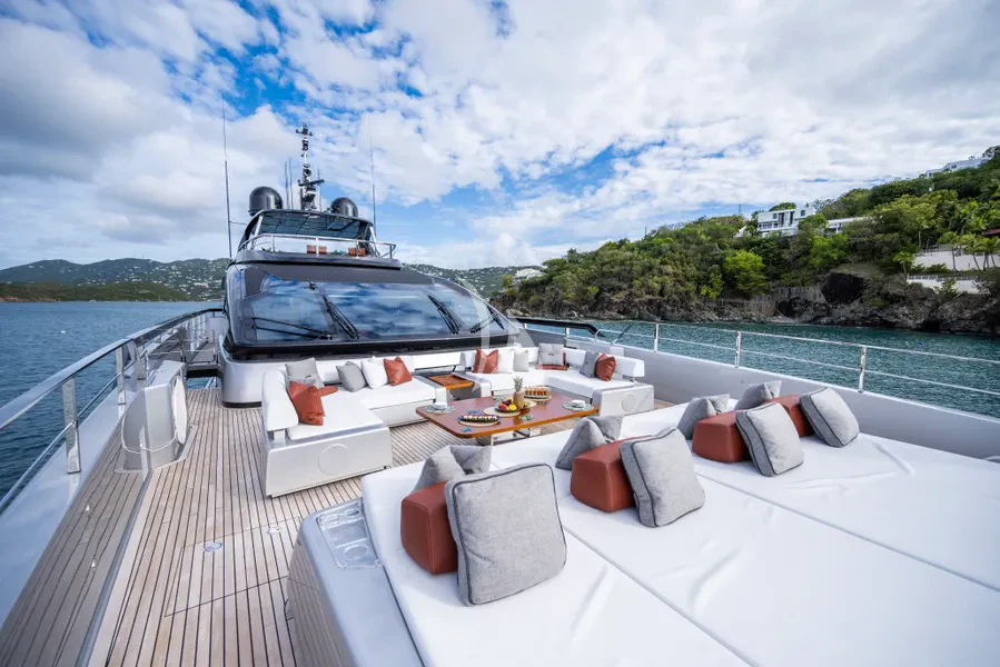 a boat on a deck aboard TASTY WAVES Yacht for Charter
