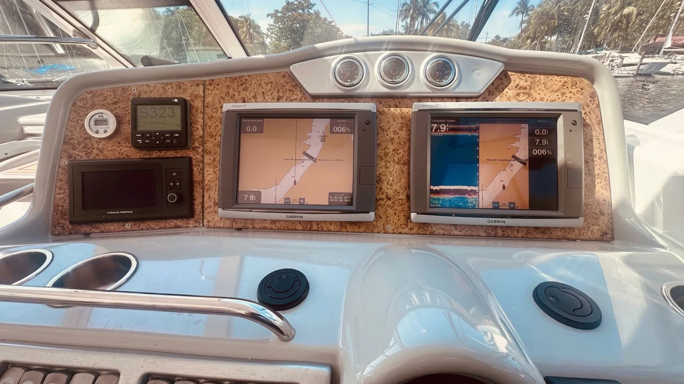 the interior of a car aboard MODERATION Yacht for Sale