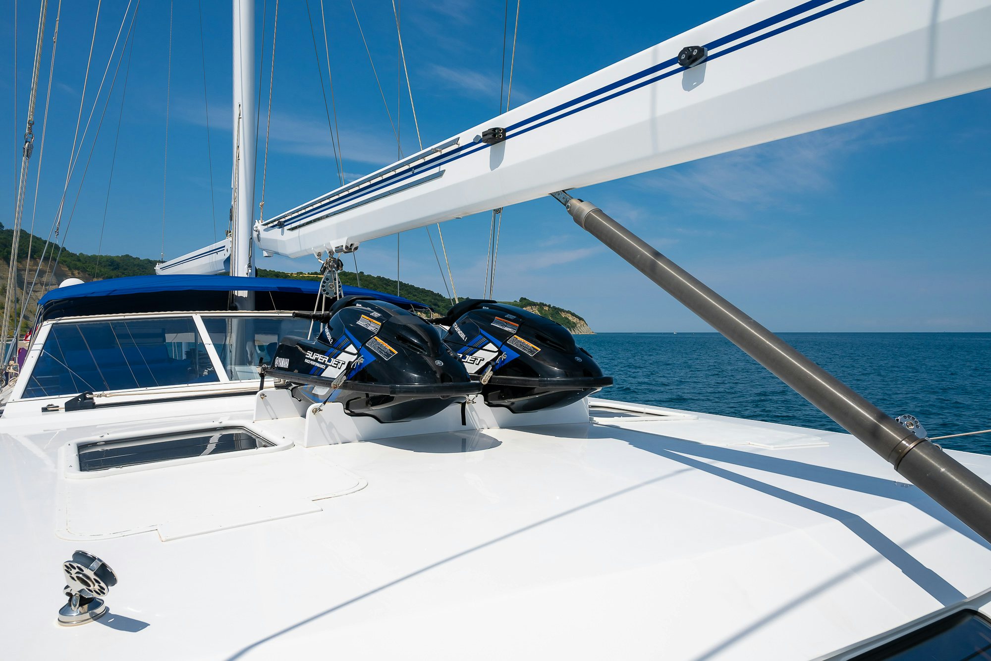 a boat with a motor aboard PLAYMOBIL Yacht for Sale