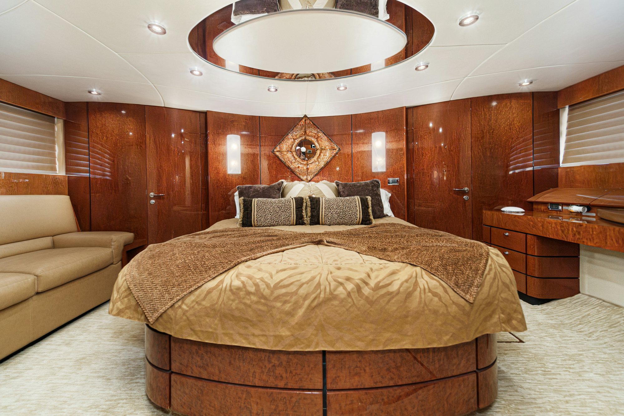 a bed in a room aboard COMPASS ROSE Yacht for Sale