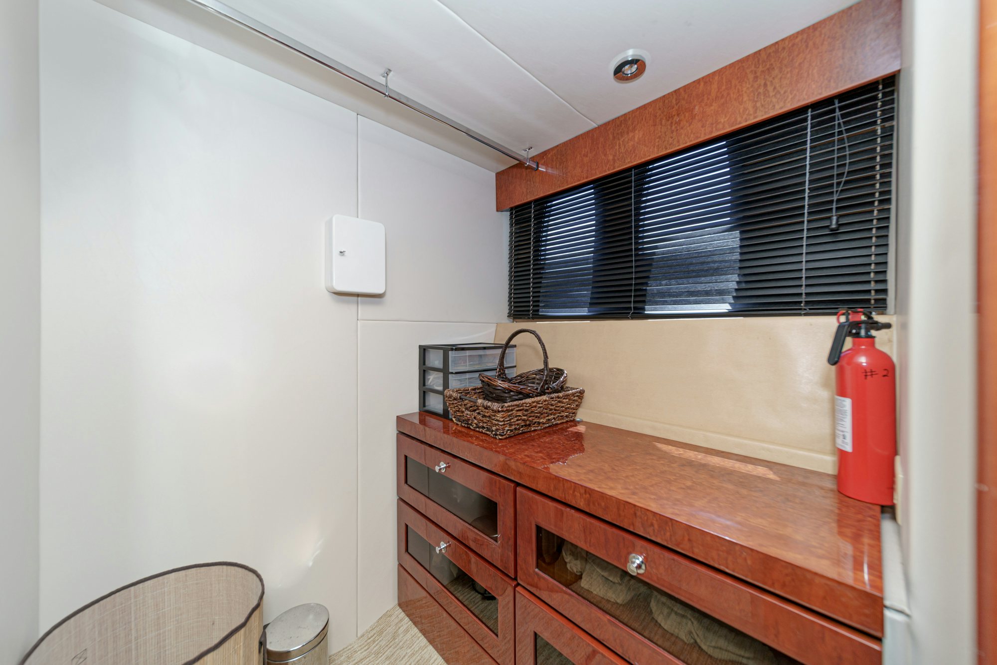 a basket on a counter aboard COMPASS ROSE Yacht for Sale