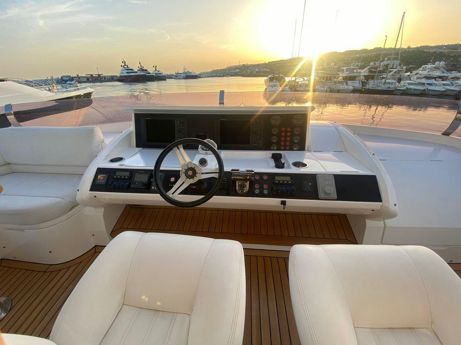 a boat with a steering wheel aboard VIXEN Yacht for Sale