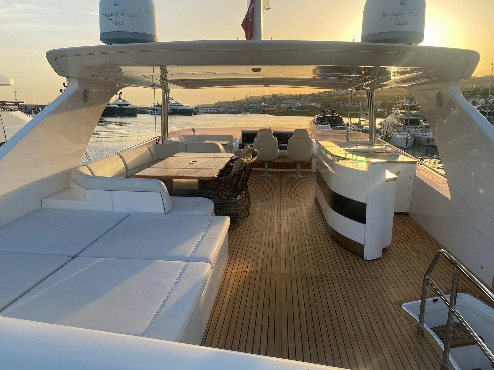 a room with a table and chairs aboard VIXEN Yacht for Sale