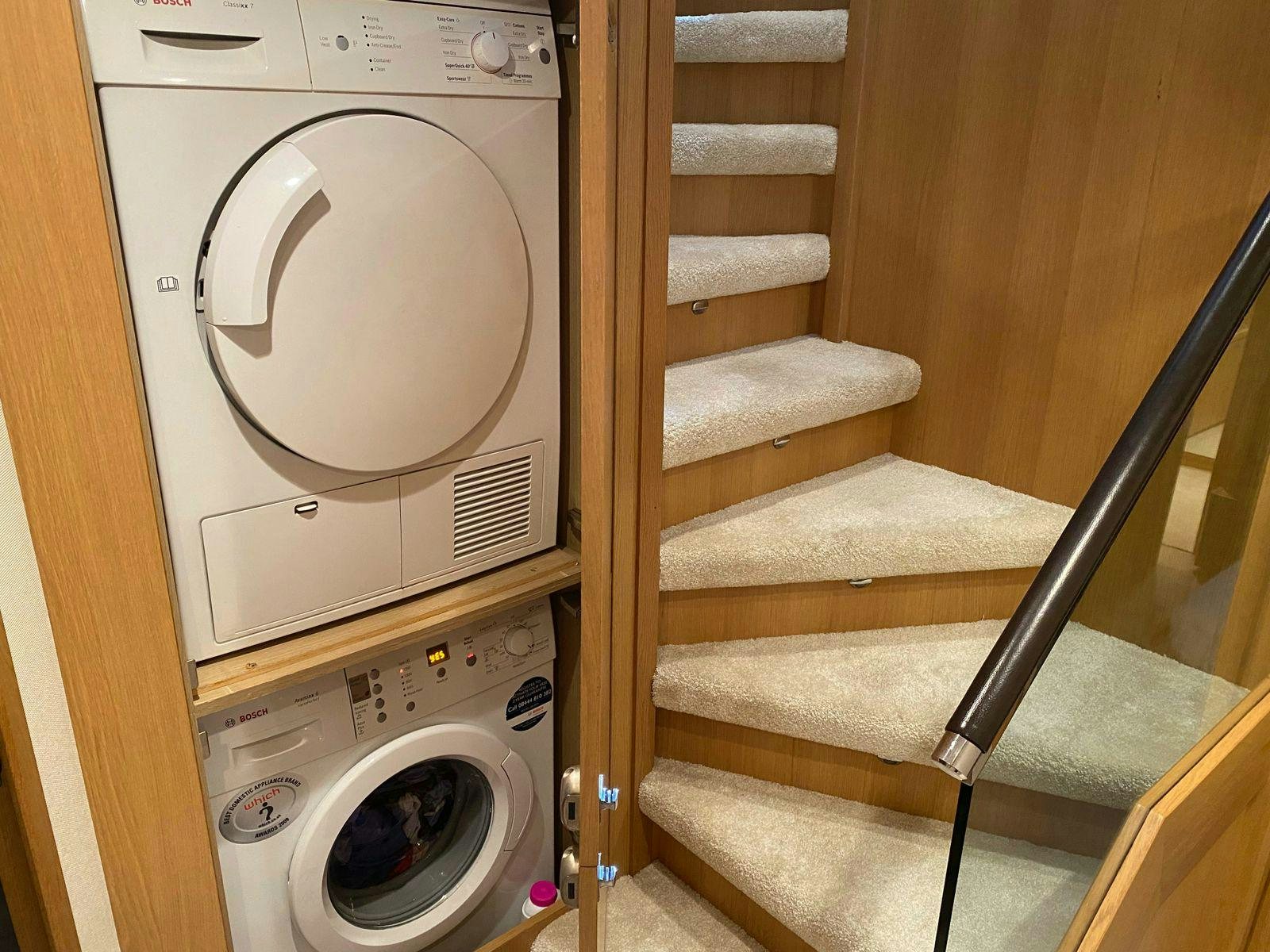 a washing machine and dryer aboard VIXEN Yacht for Sale