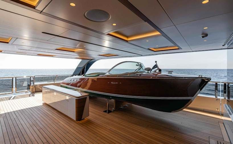 a boat on a dock aboard SERENISSIMA I Yacht for Charter