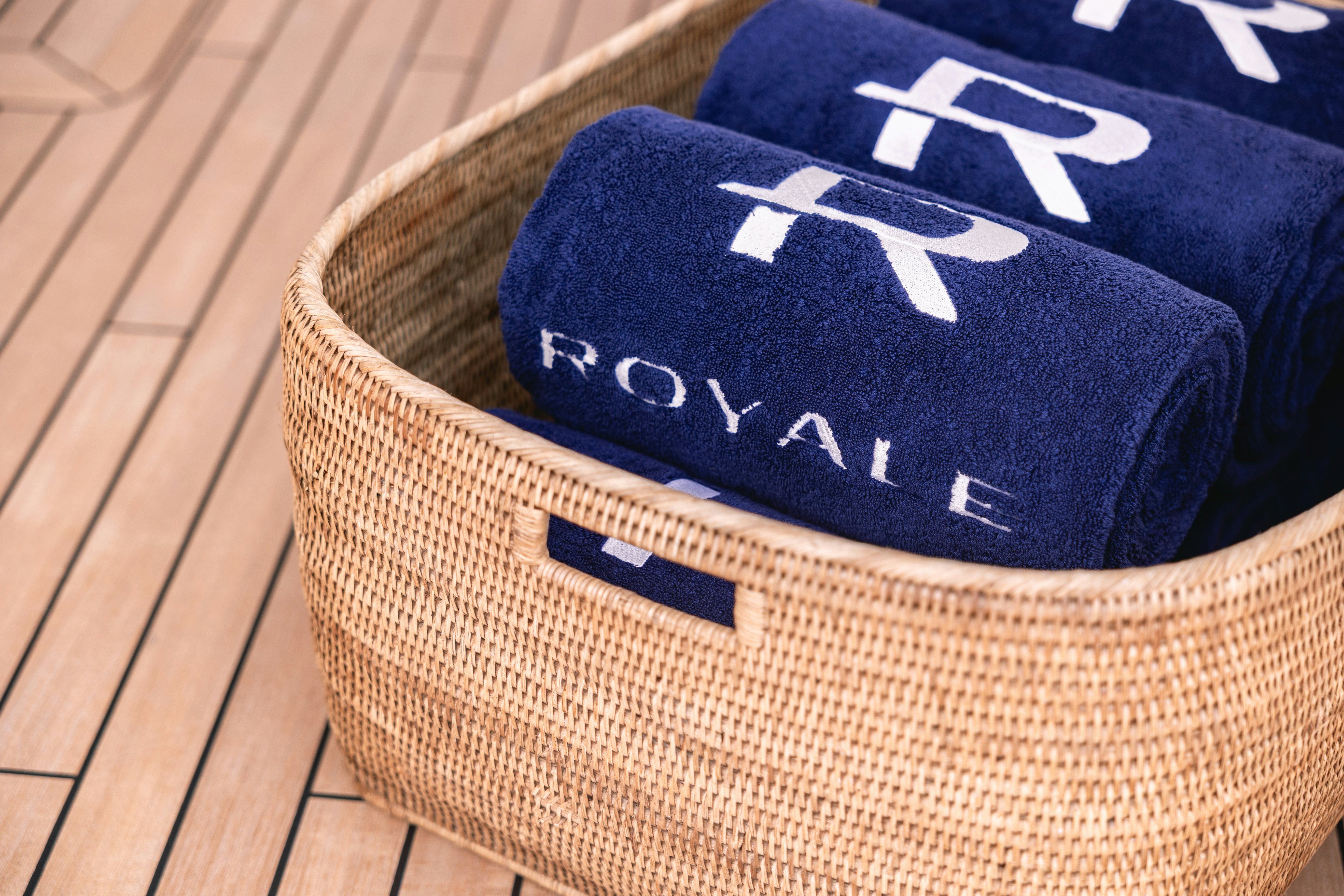 a pair of sneakers on a shoe aboard ROYALE X Yacht for Charter