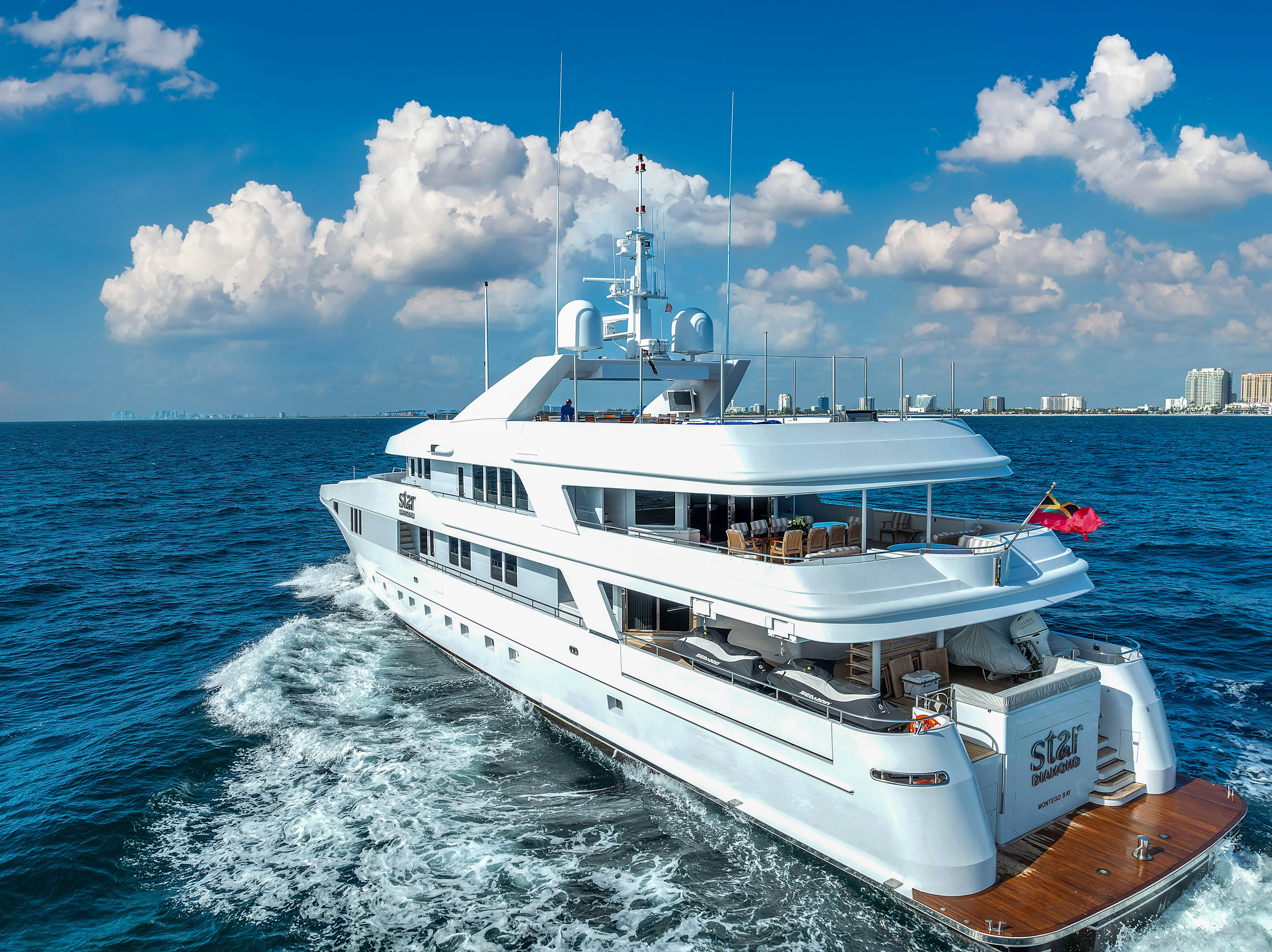 a boat on the water aboard STAR DIAMOND Yacht for Charter