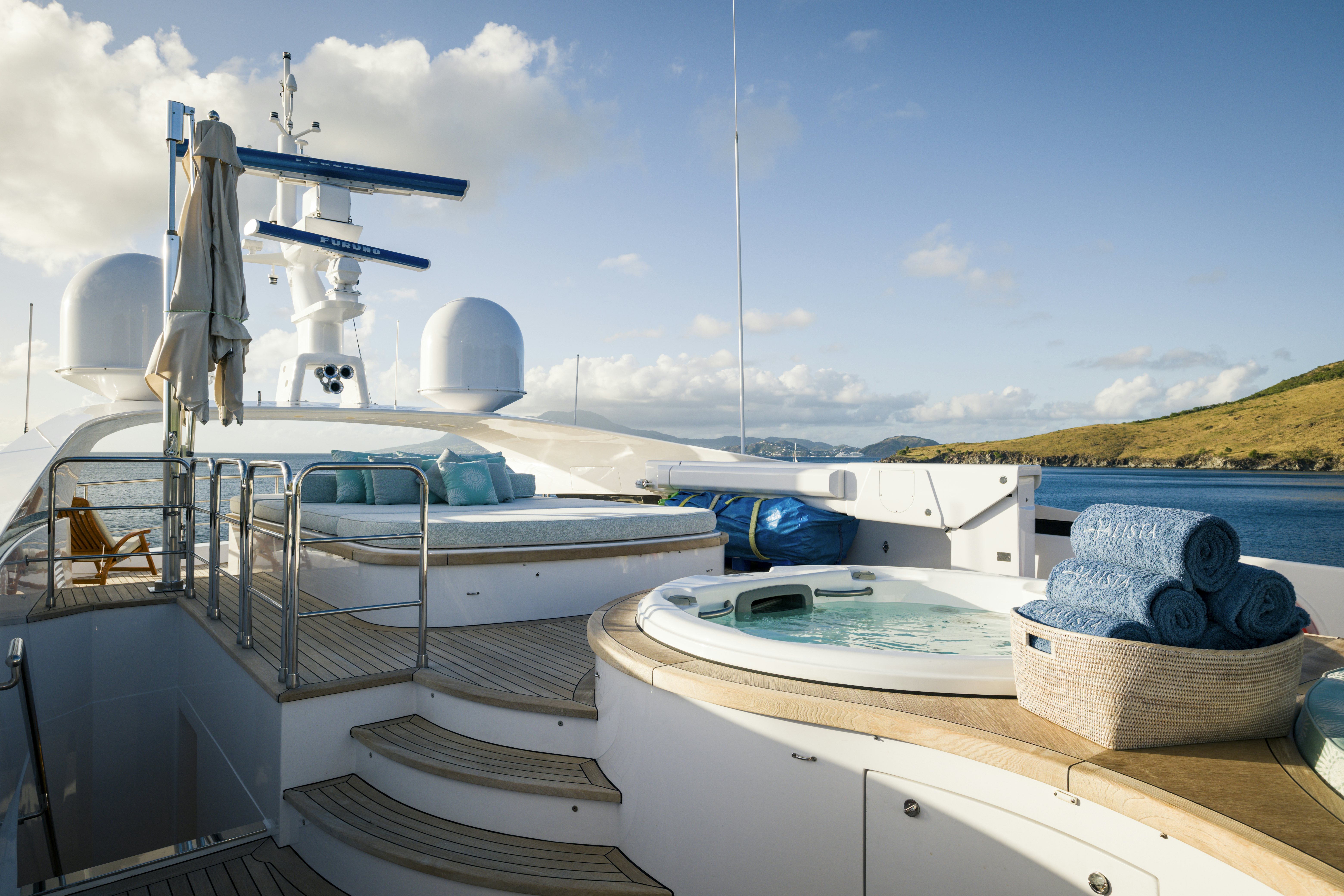 a boat docked at a pier aboard BALISTA Yacht for Sale