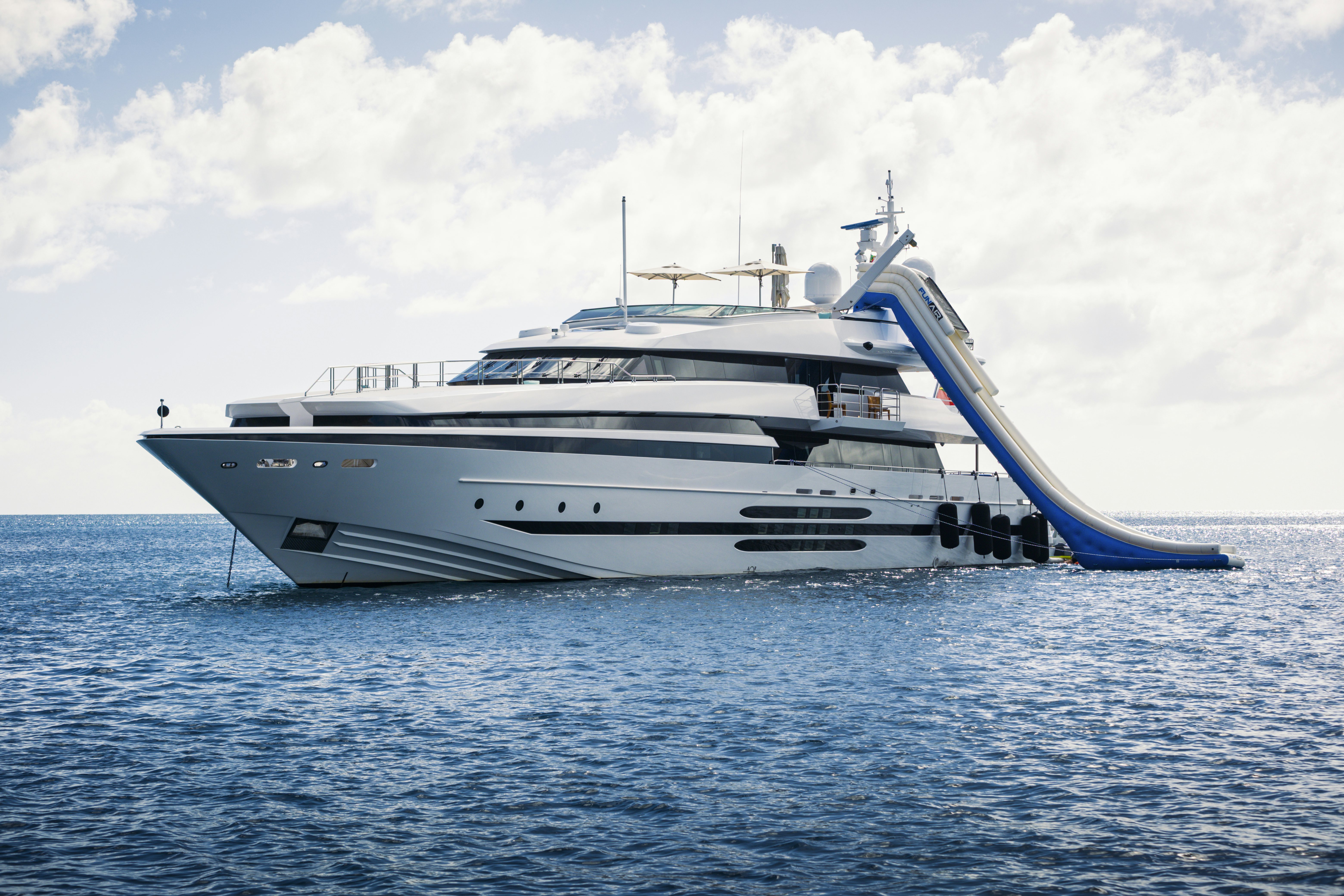a large white yacht in the water aboard BALISTA Yacht for Sale