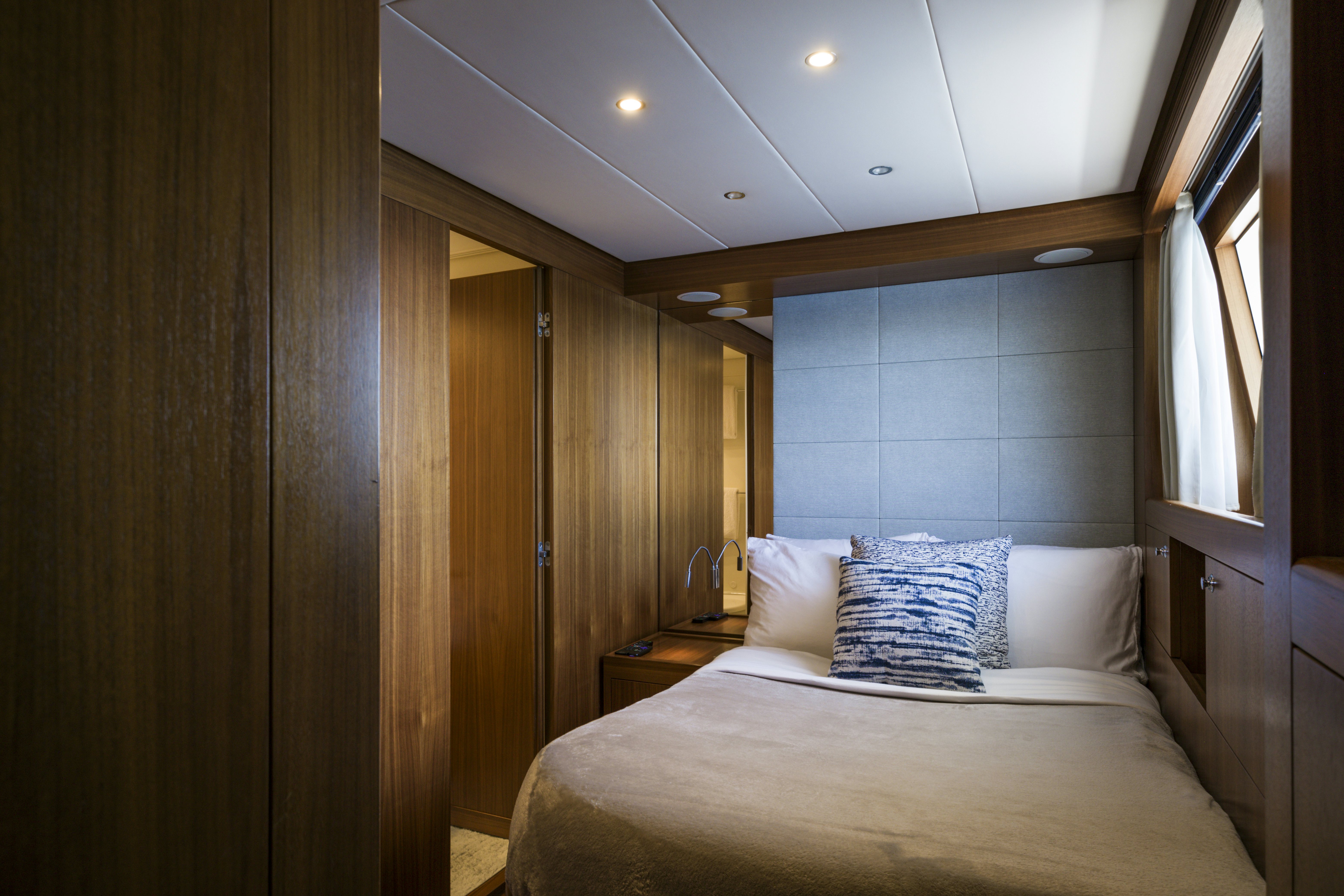 a bed in a room aboard BALISTA Yacht for Sale