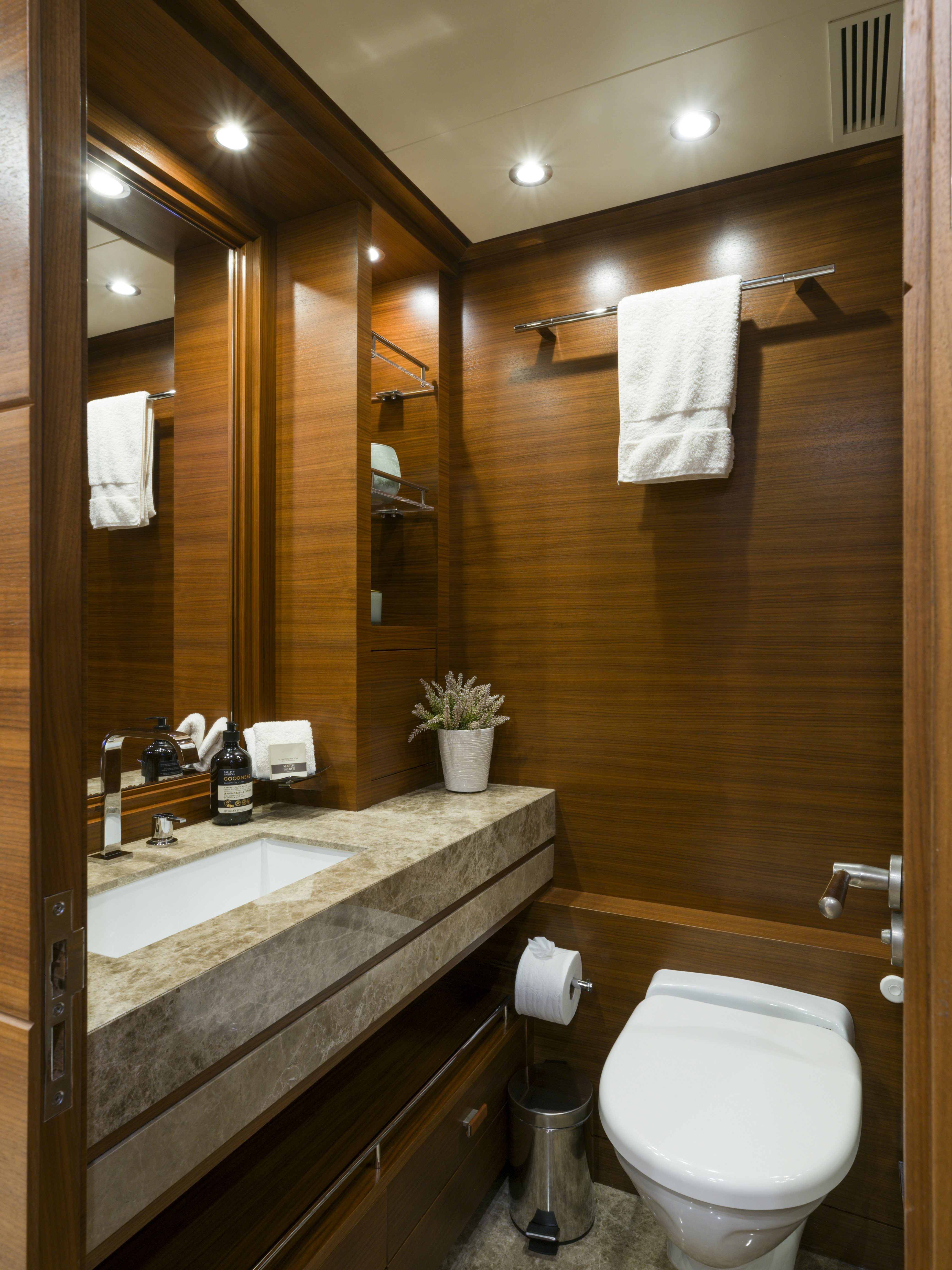 a bathroom with a sink and a toilet aboard BALISTA Yacht for Sale