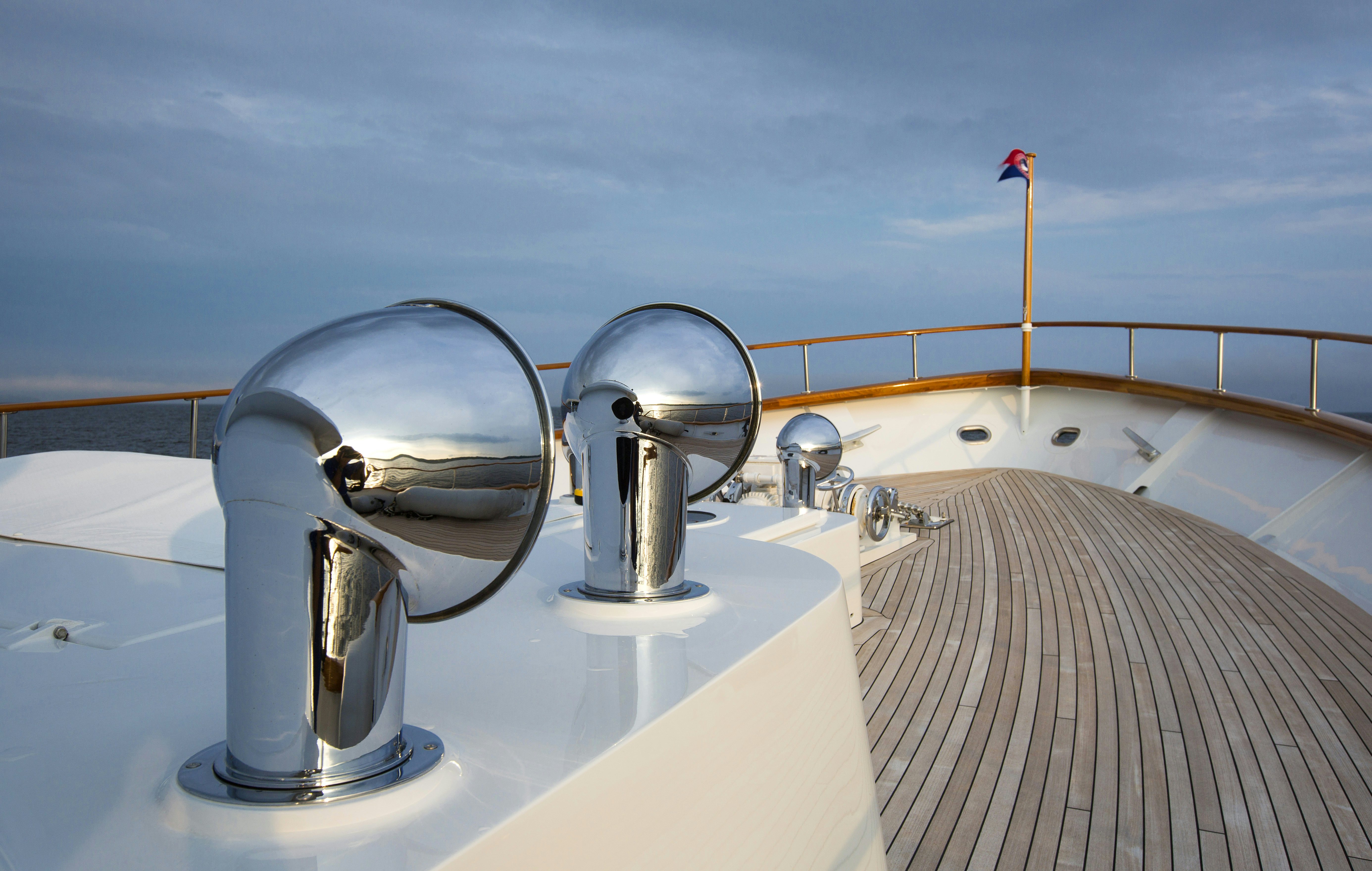 a large metal faucet on a white surface aboard STONEFACE Yacht for Sale