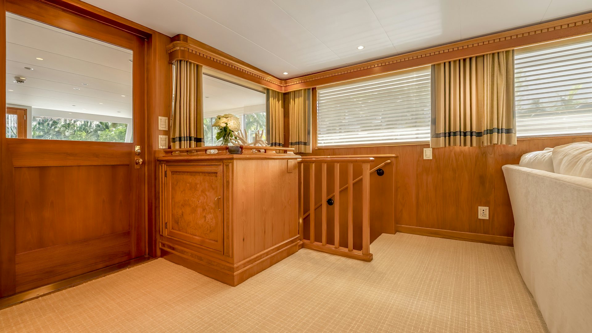 a room with a bed and a desk aboard STONEFACE Yacht for Sale