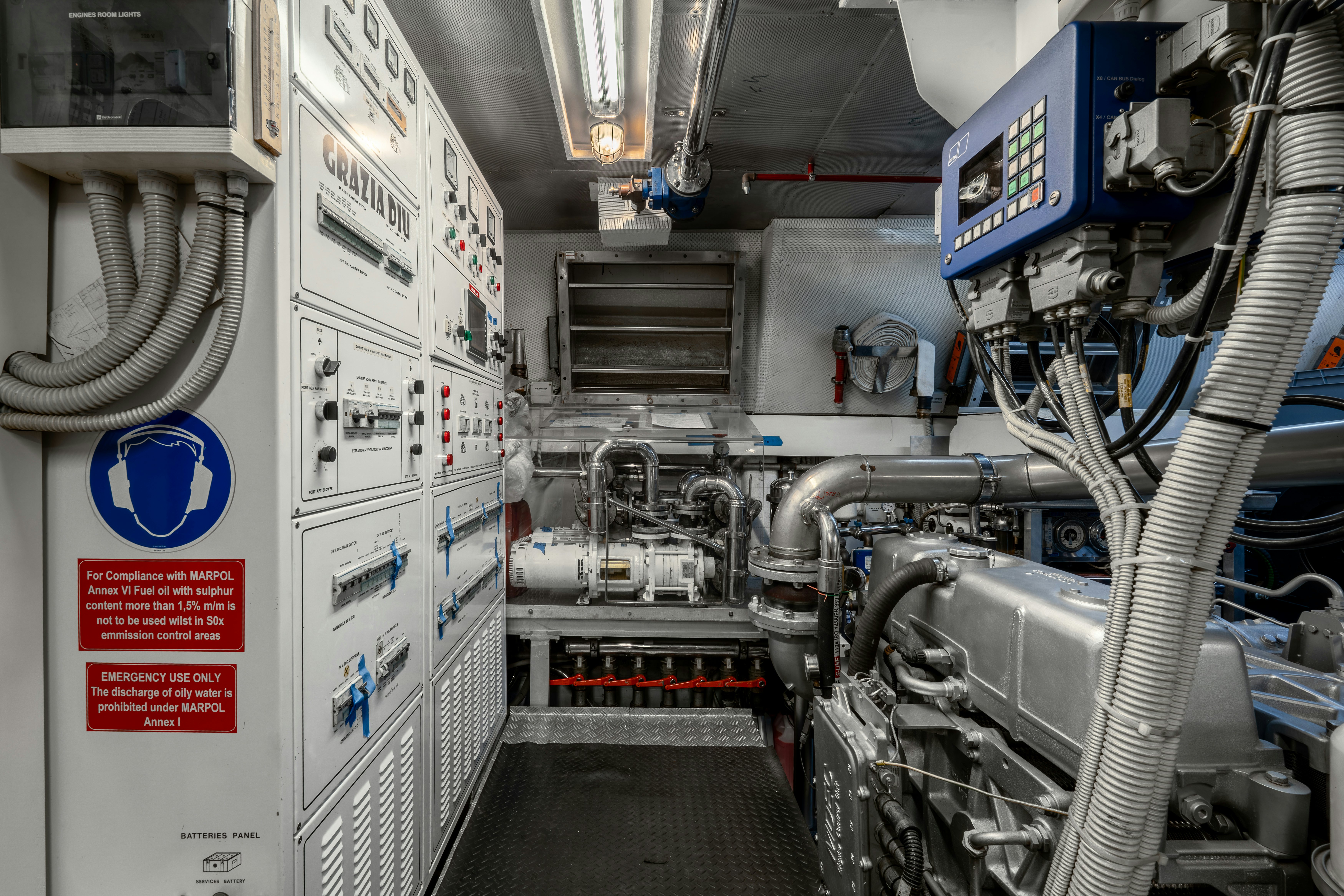 a room with several machines aboard GRAZIADIU Yacht for Sale