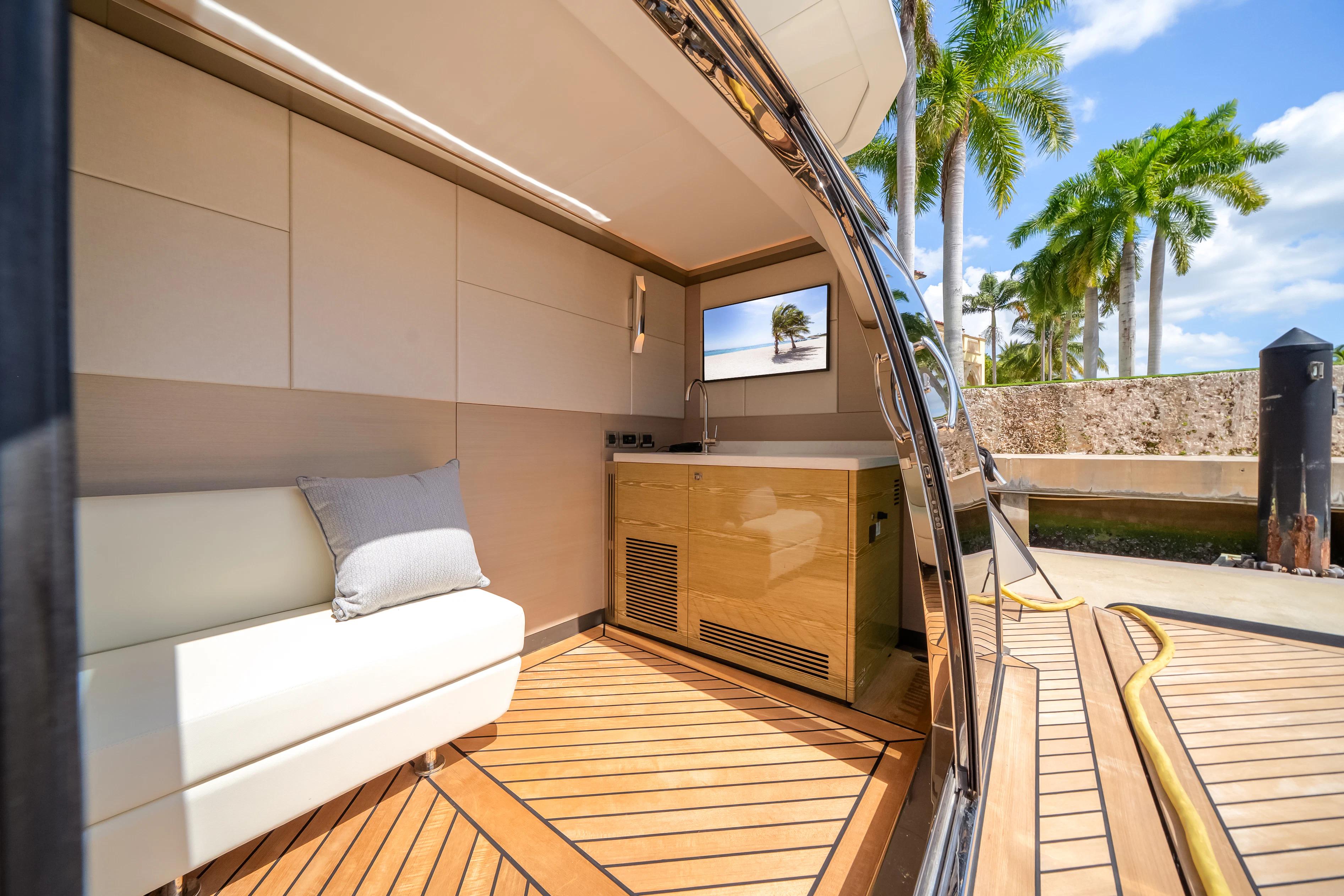 a room with a bed and a pool aboard STILL WATERS Yacht for Sale