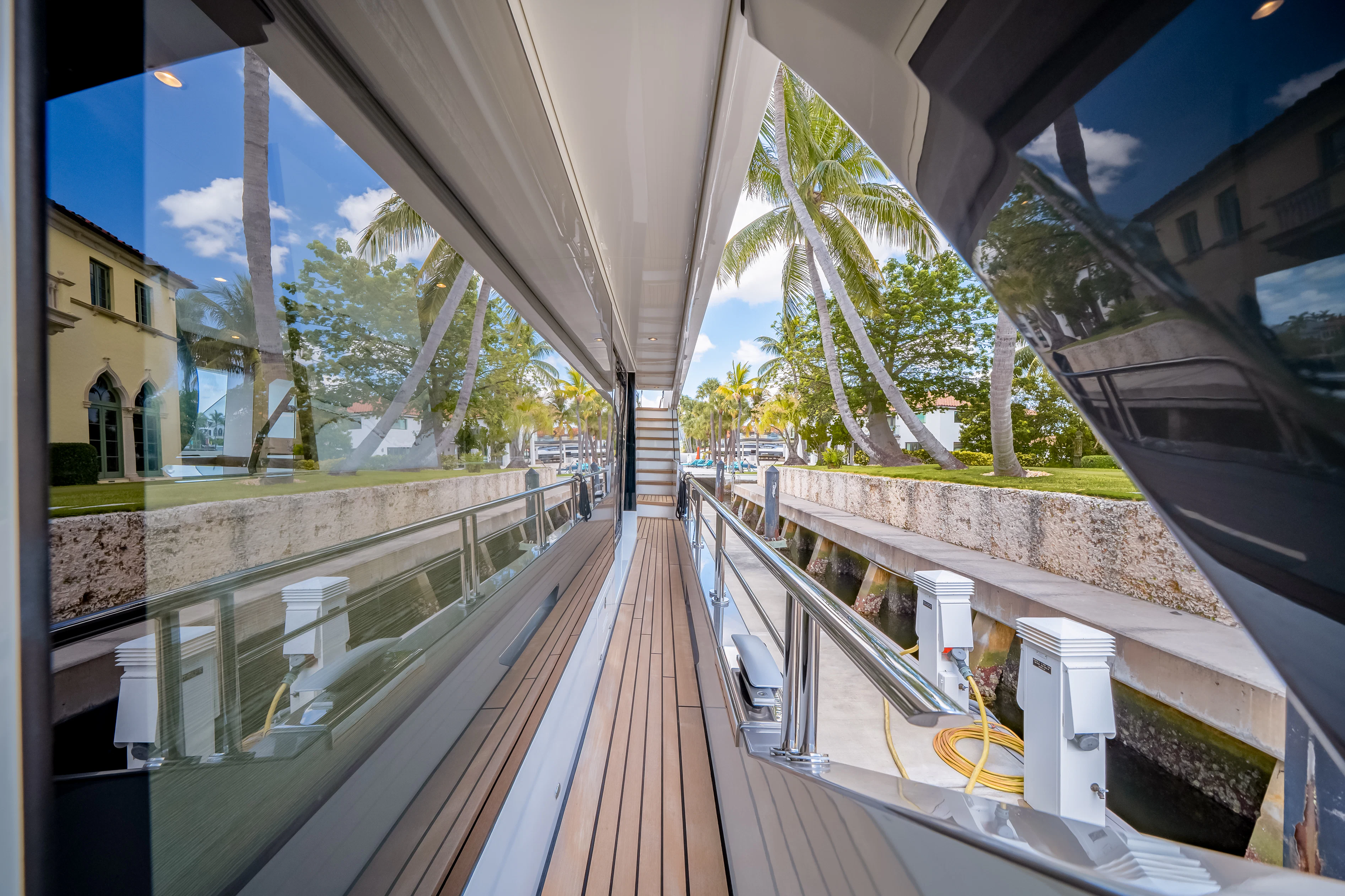 a long wooden walkway aboard STILL WATERS Yacht for Sale