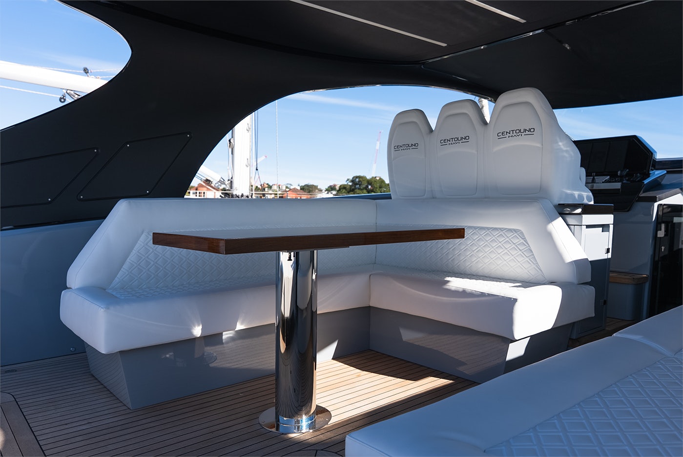 a white airplane on a runway aboard VESPRO 55 Yacht for Sale