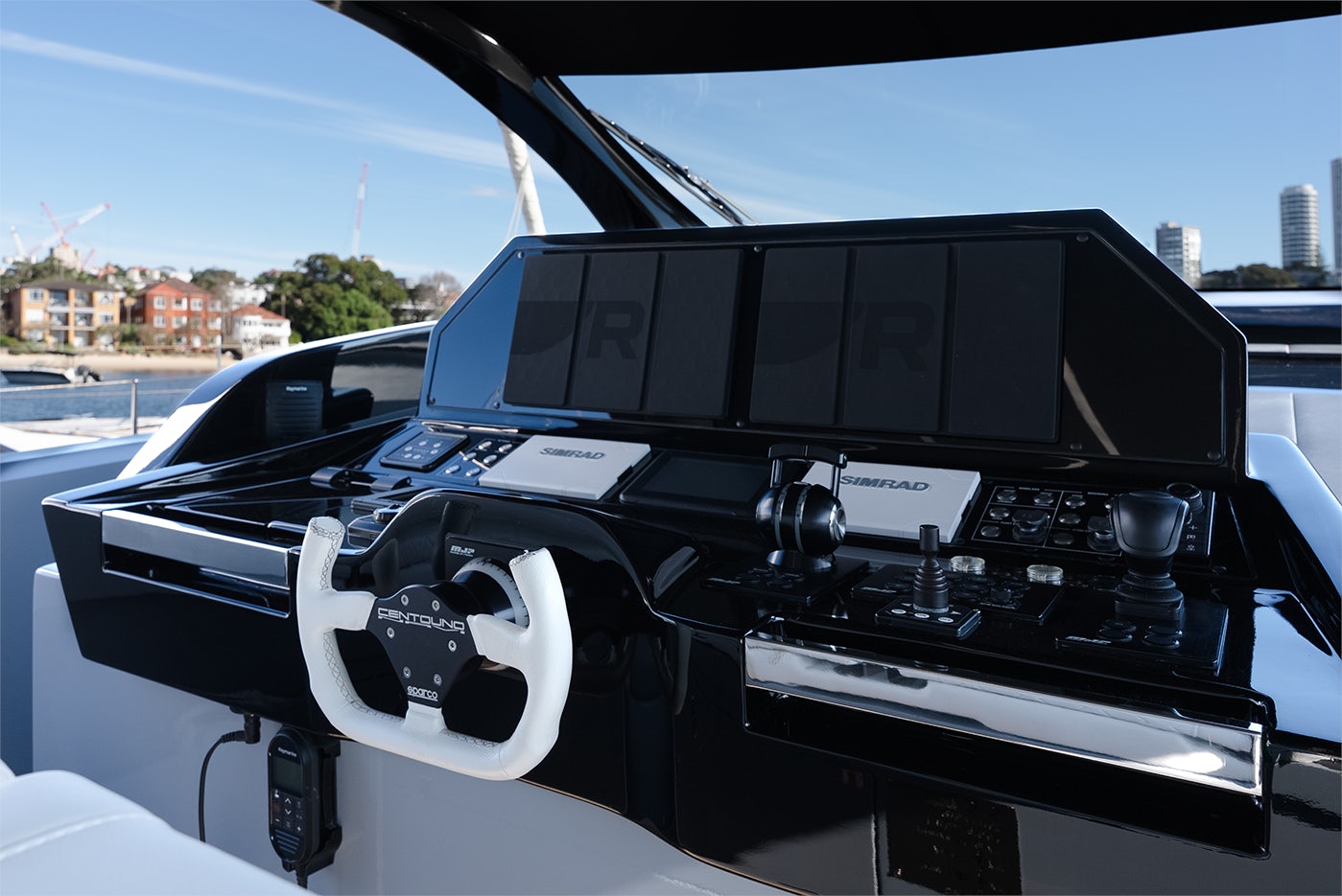 the inside of a car aboard VESPRO 55 Yacht for Sale