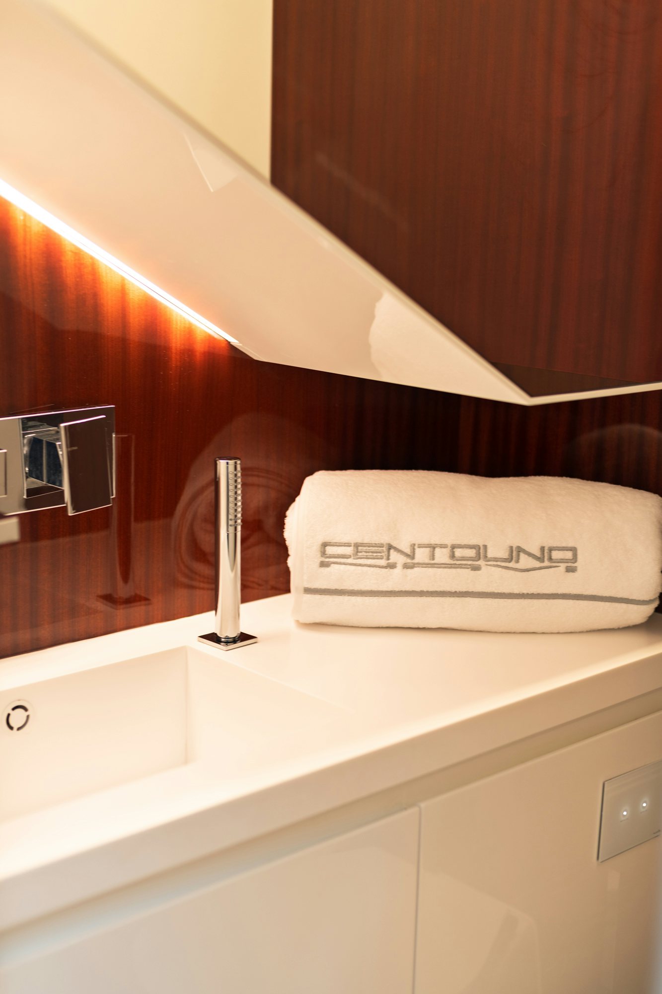 a white box on a counter aboard VESPRO 55 Yacht for Sale