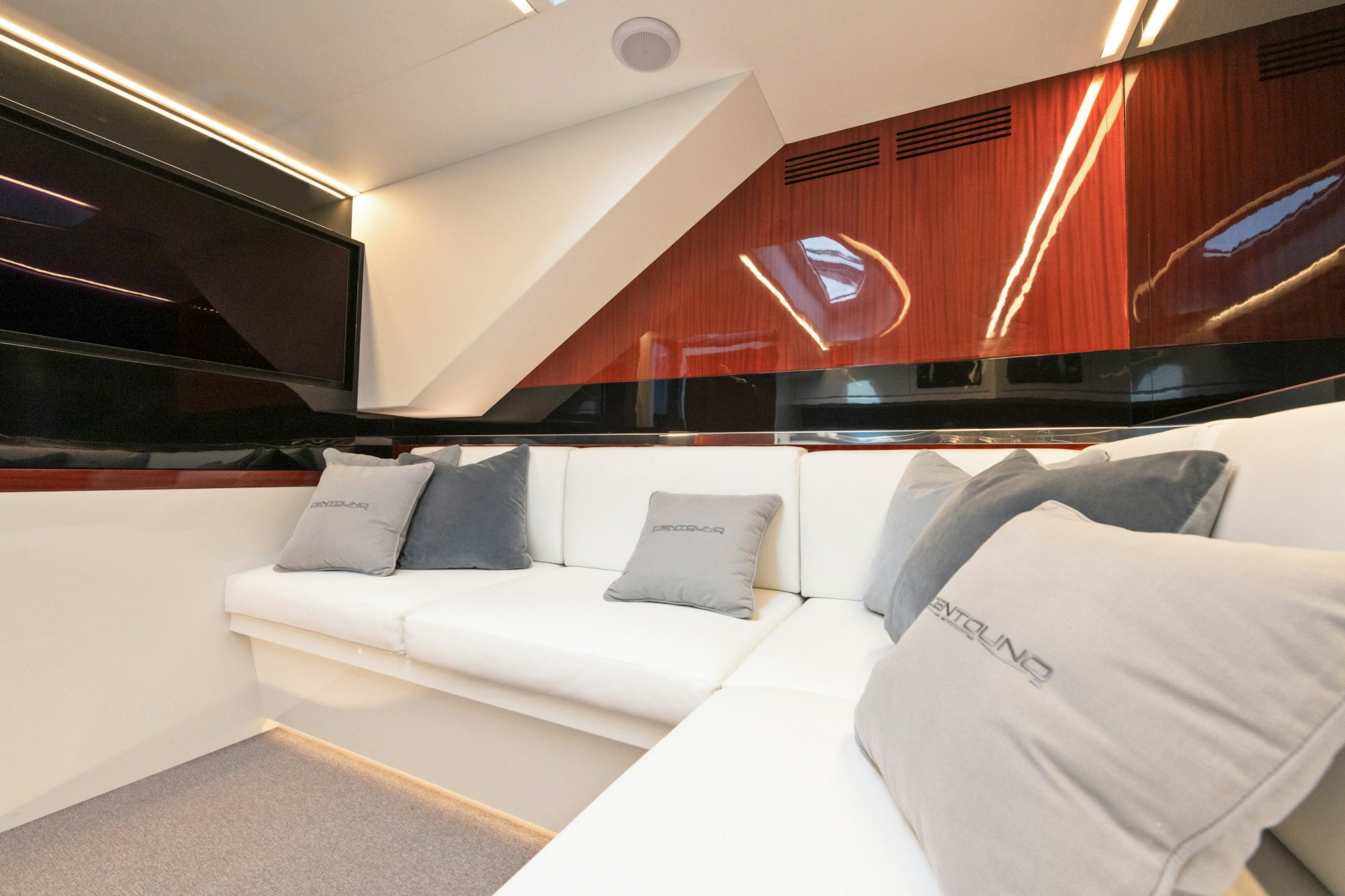 a room with two beds aboard VESPRO 55 Yacht for Sale