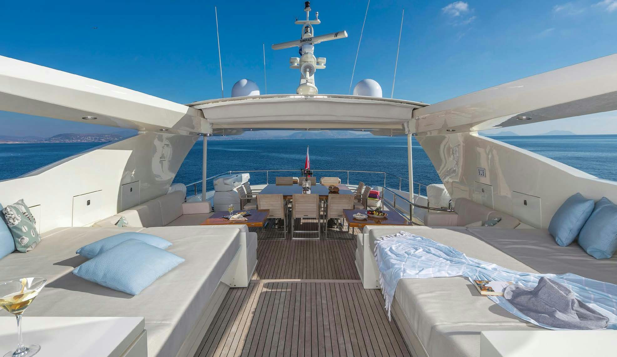 a boat with beds on it aboard RINI V Yacht for Charter
