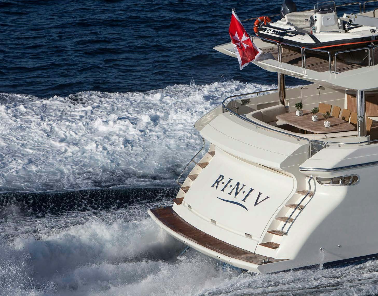 a boat crashing into a dock aboard RINI V Yacht for Charter