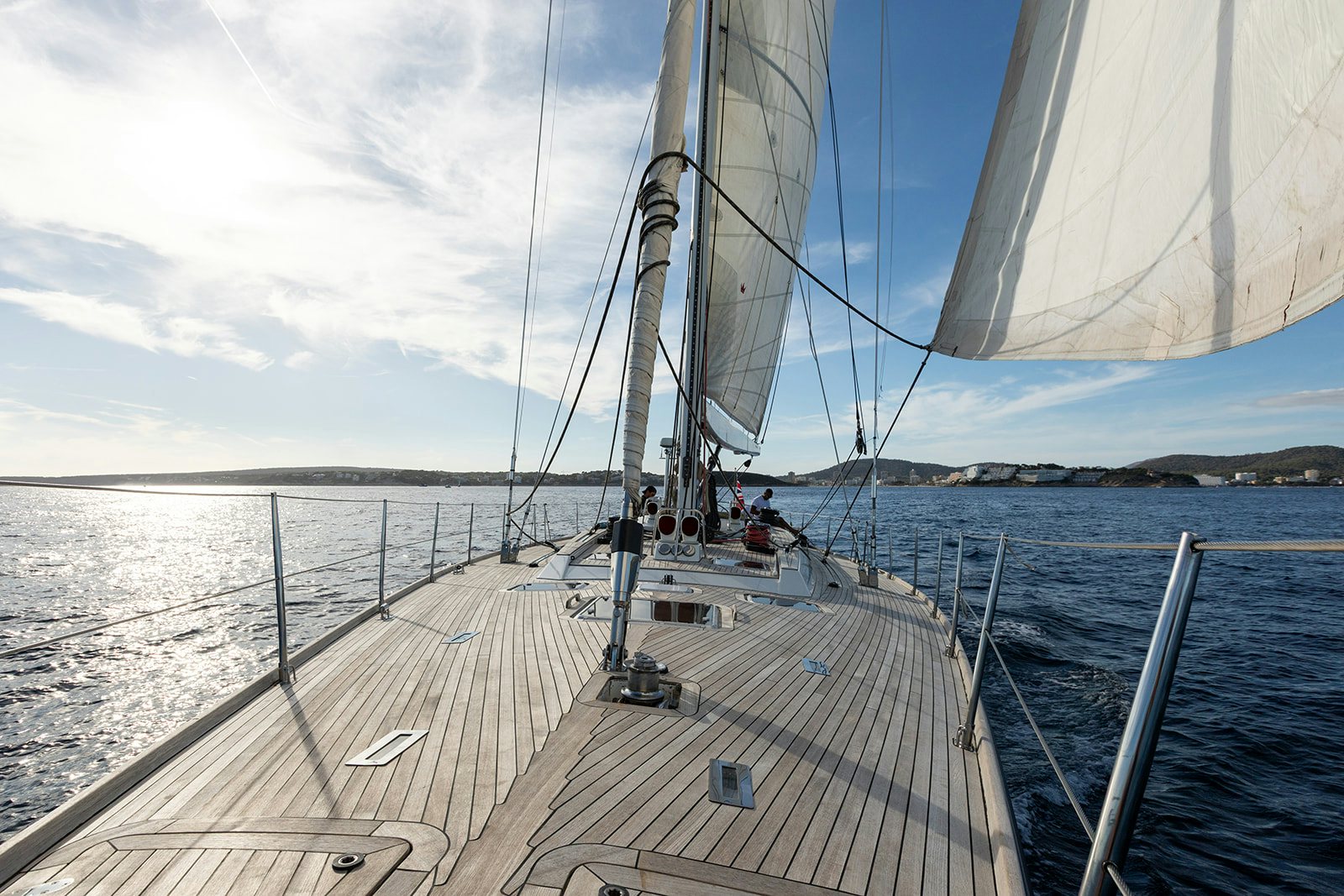 a sailboat on a dock aboard DAG Yacht for Sale