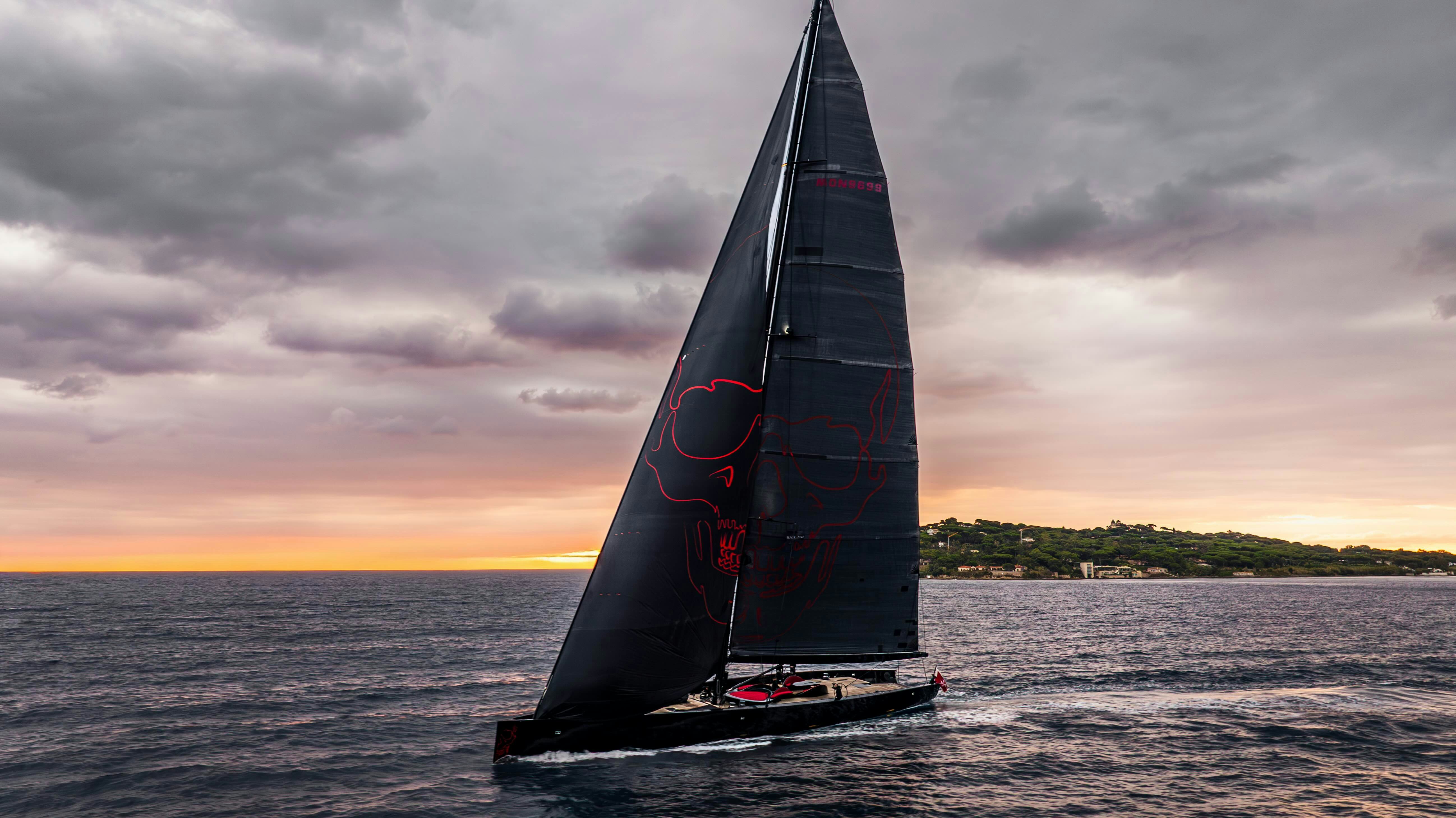 a sailboat on the water aboard BLACK SAILS Yacht for Sale