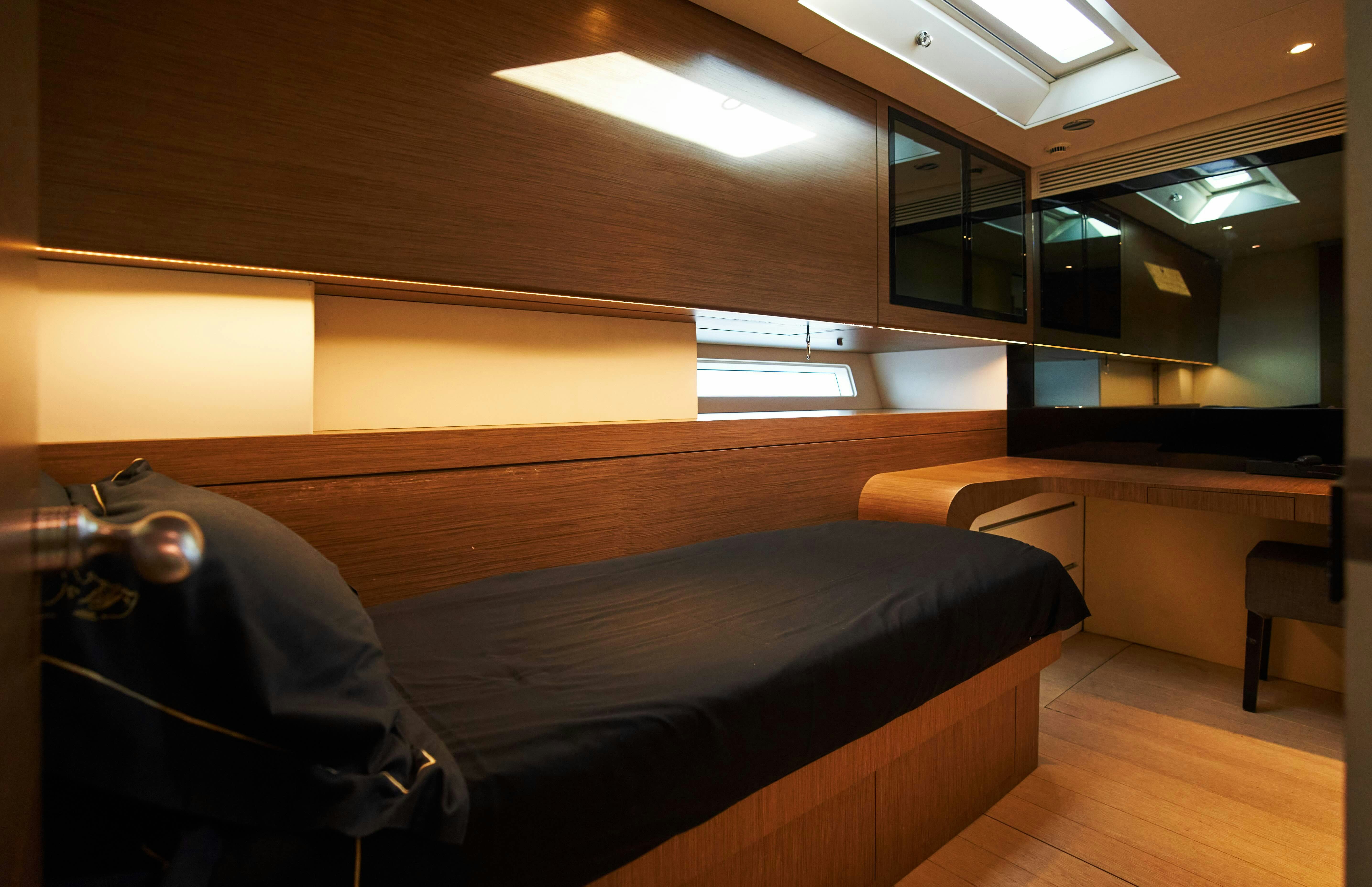 a room with a desk and a chair aboard BLACK SAILS Yacht for Sale