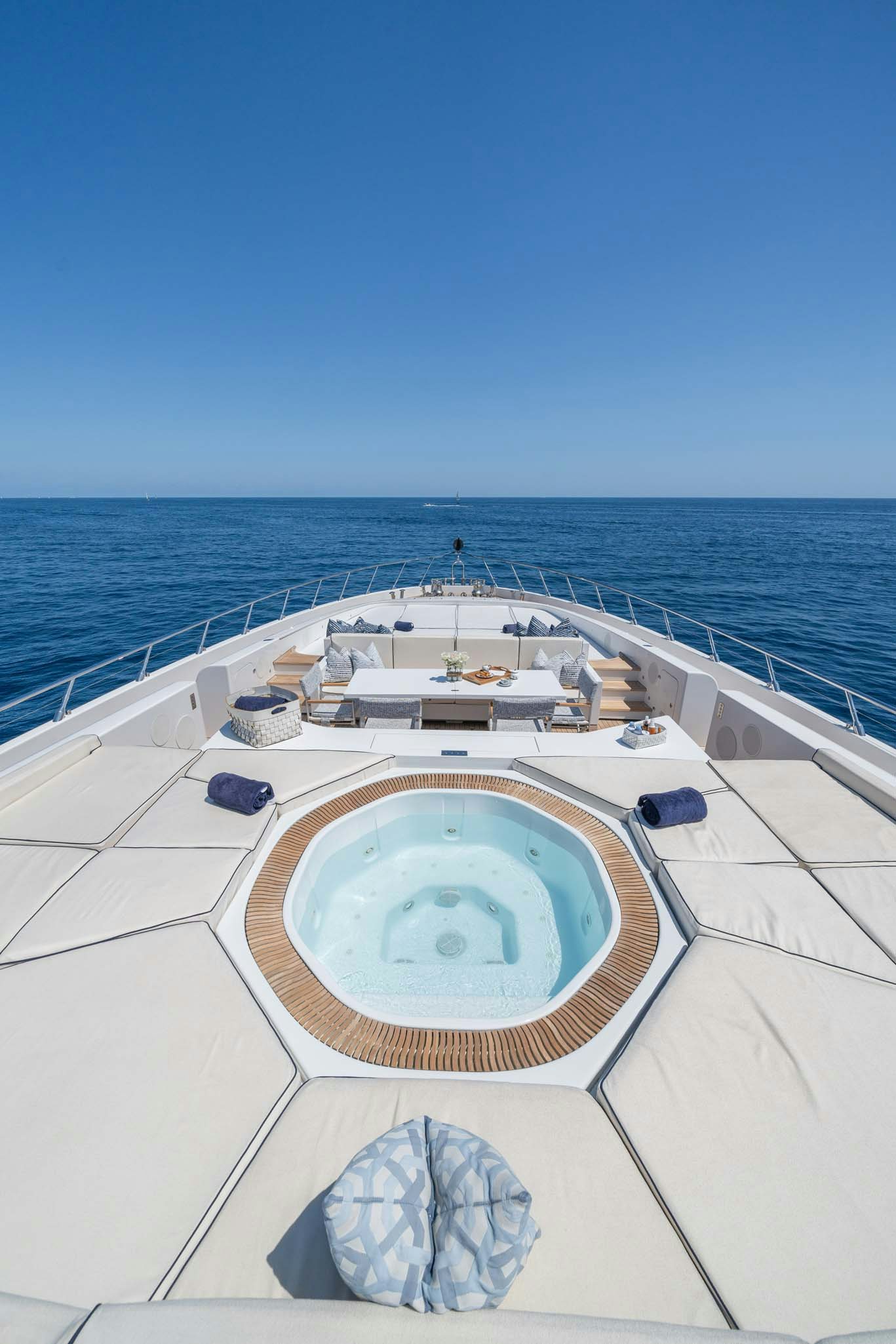 a pool on a deck overlooking the ocean aboard DA VINCI Yacht for Charter