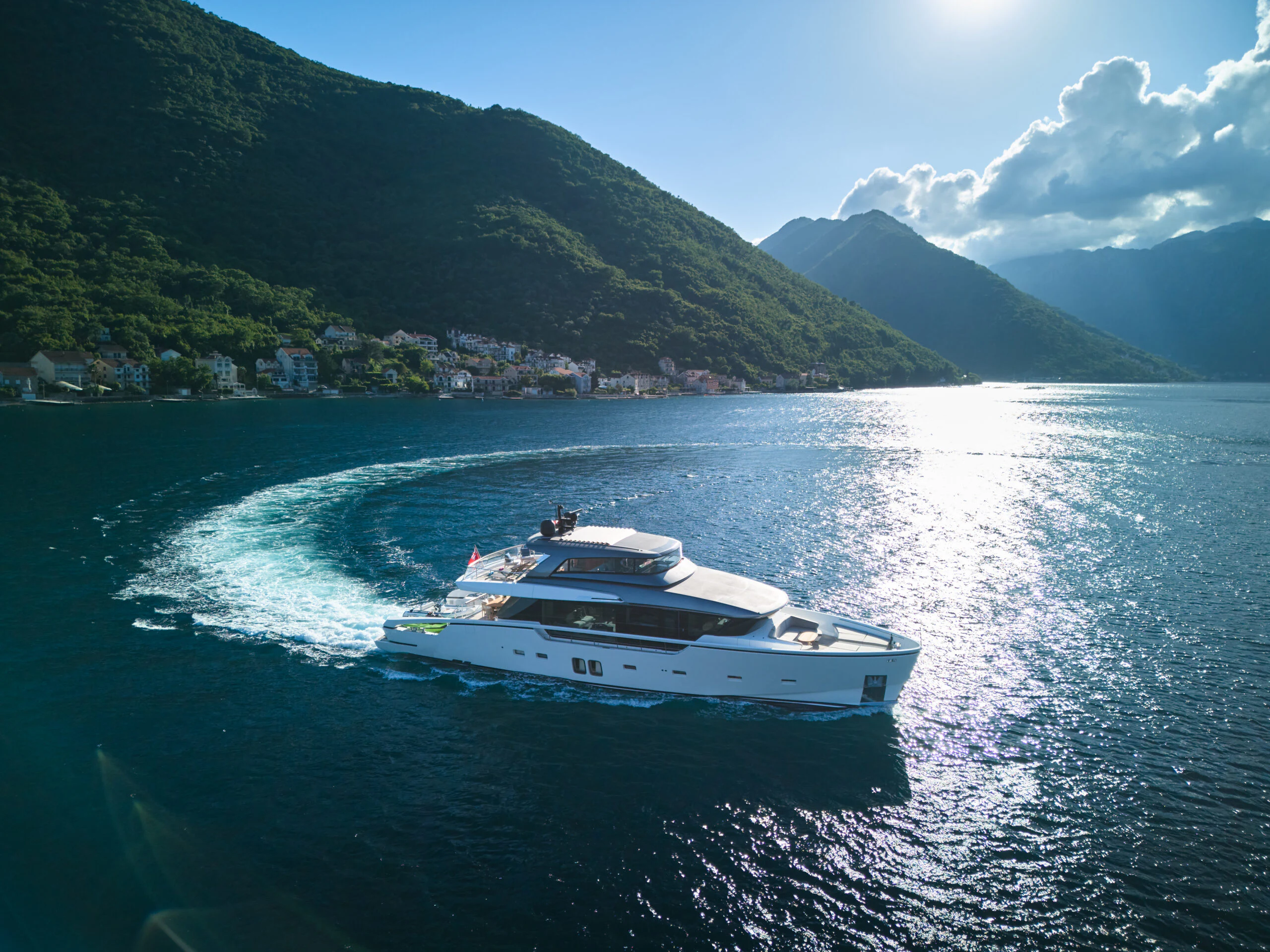 a boat on the water aboard ZAFFIRO III Yacht for Sale