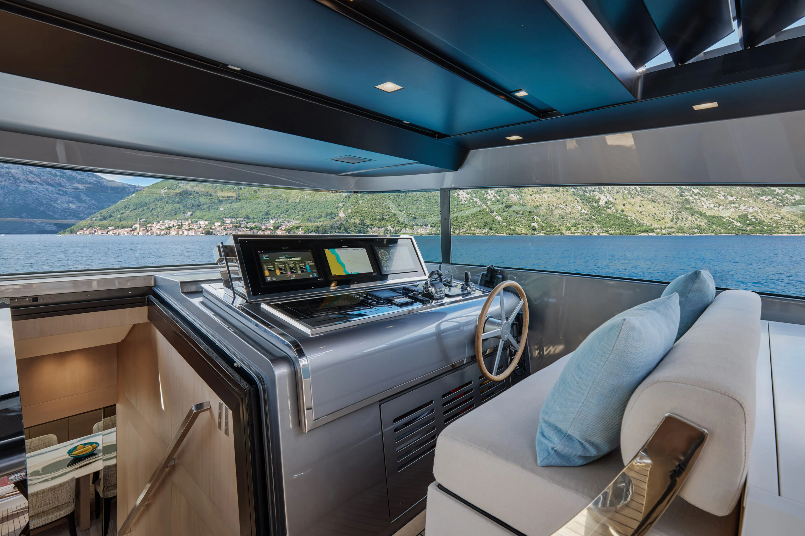 inside of a car aboard ZAFFIRO III Yacht for Sale