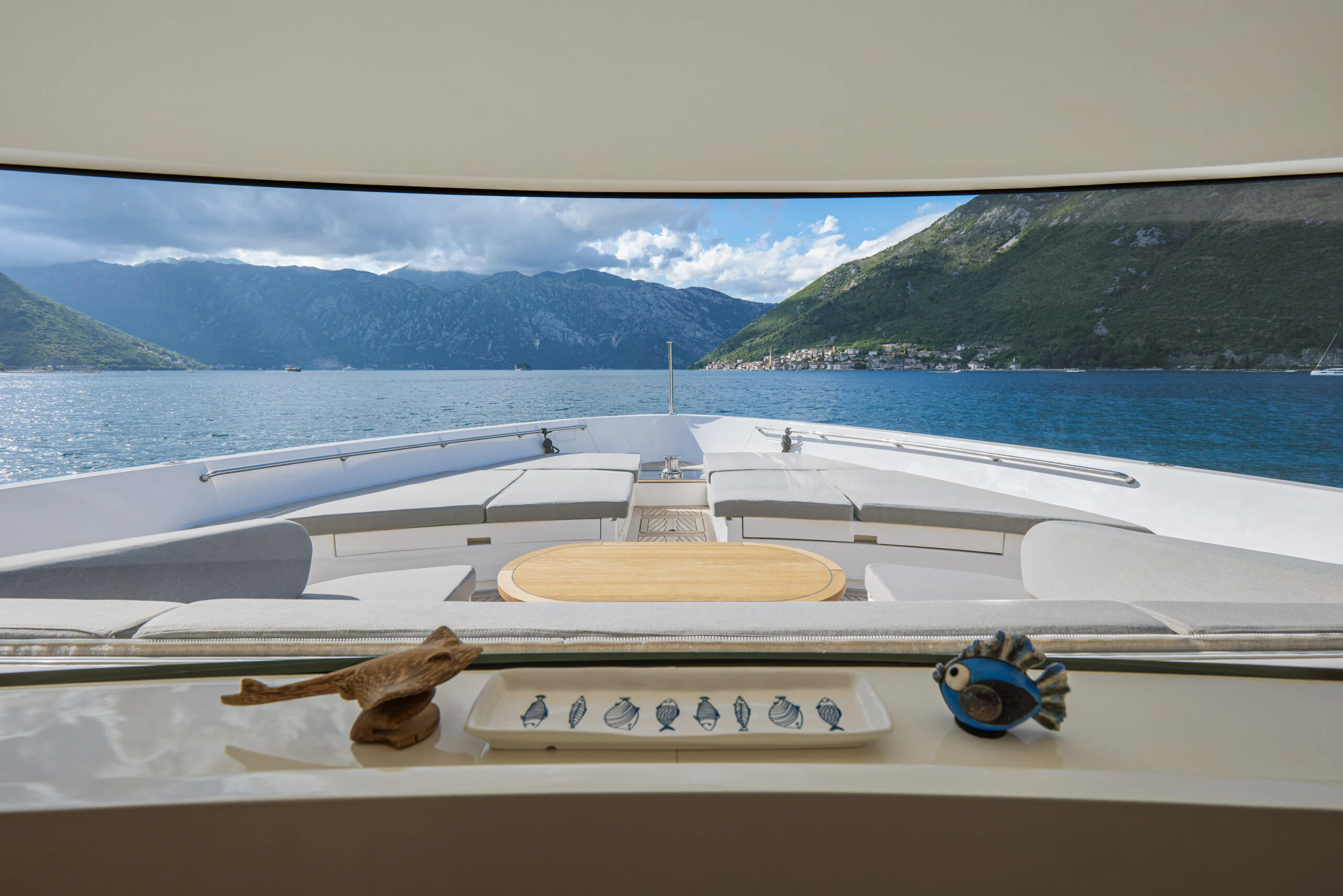 a boat with a keychain on the front aboard ZAFFIRO III Yacht for Sale