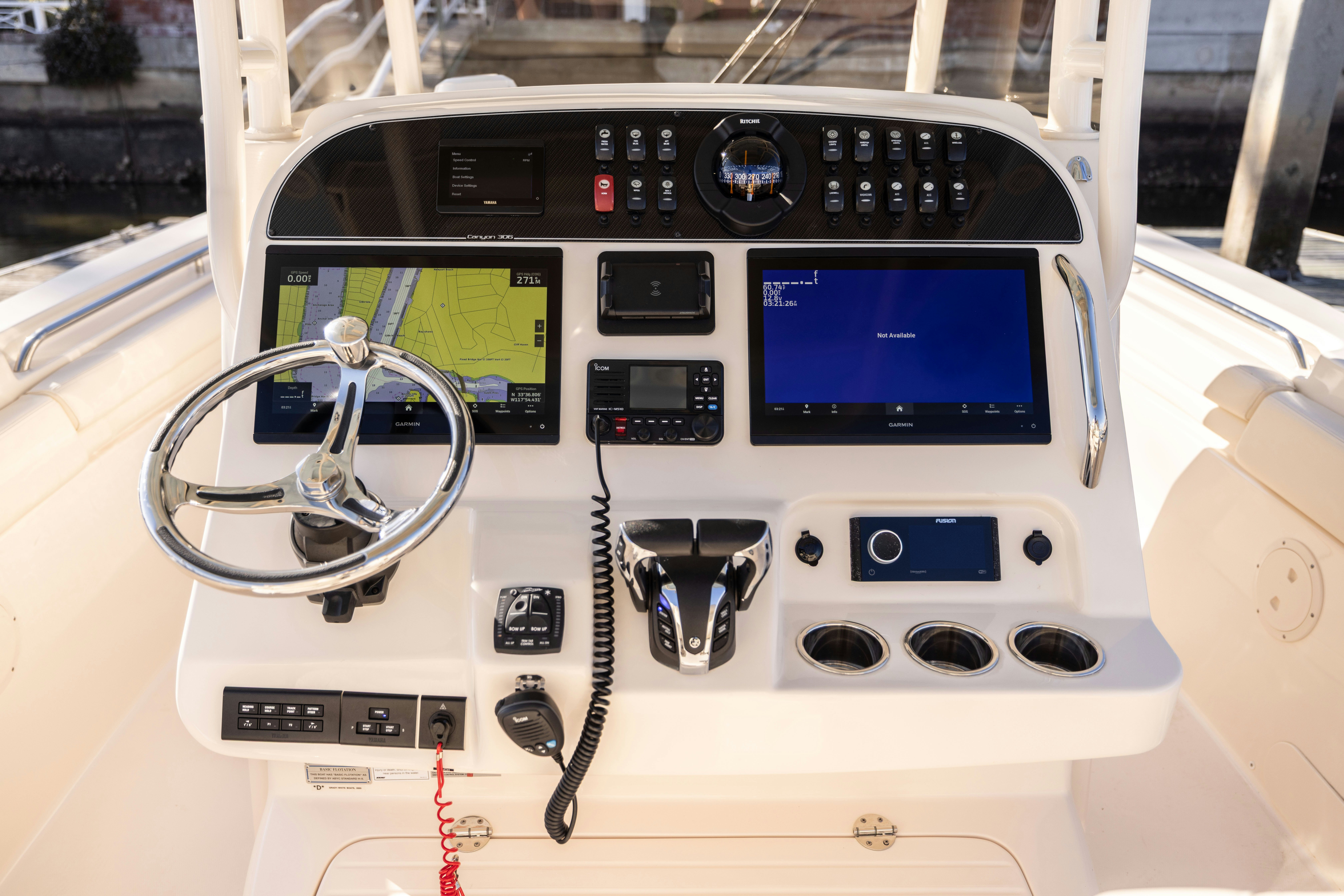 a white machine with a black screen aboard SHOOTER Yacht for Sale