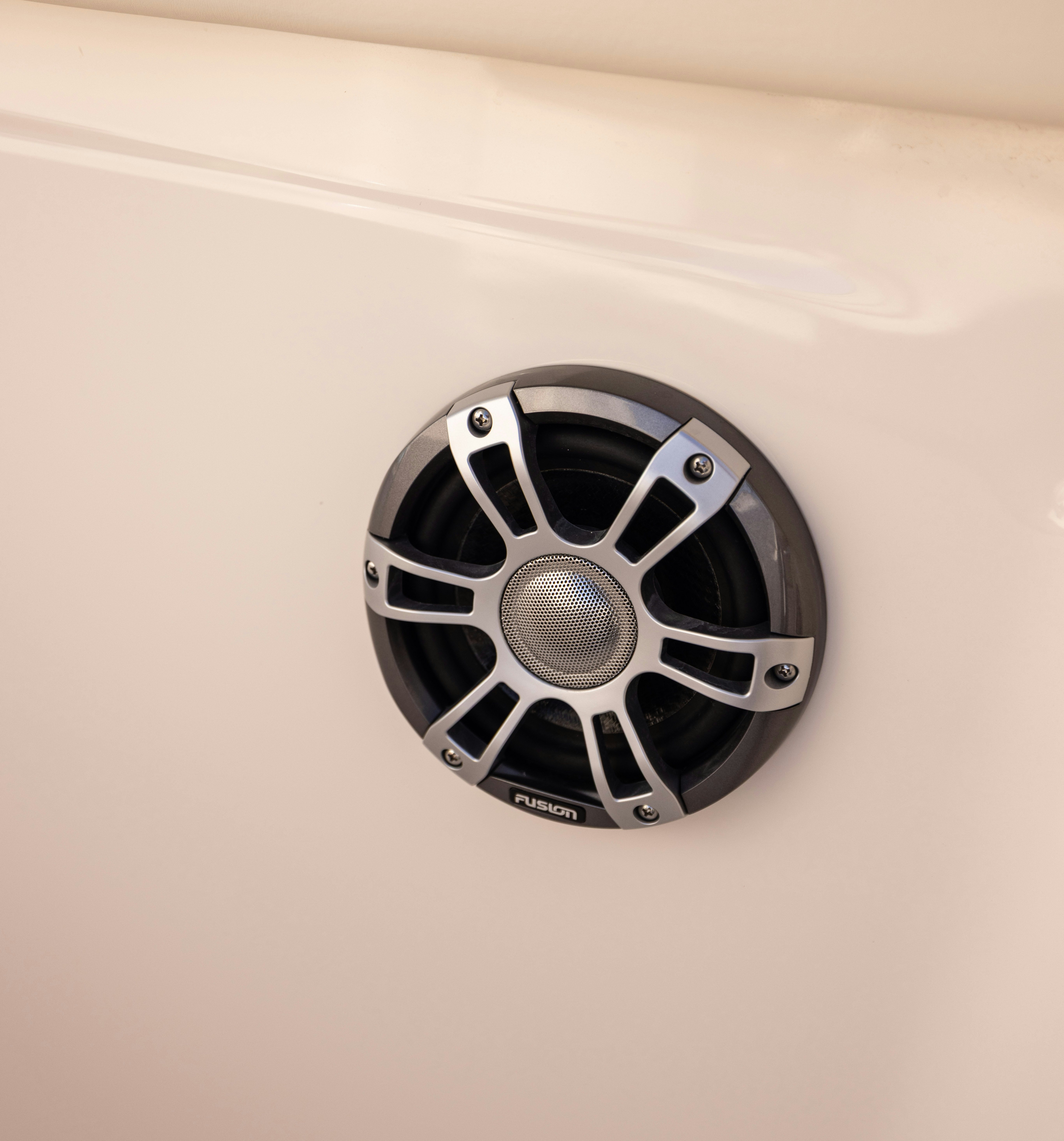 a car logo on a wall aboard SHOOTER Yacht for Sale