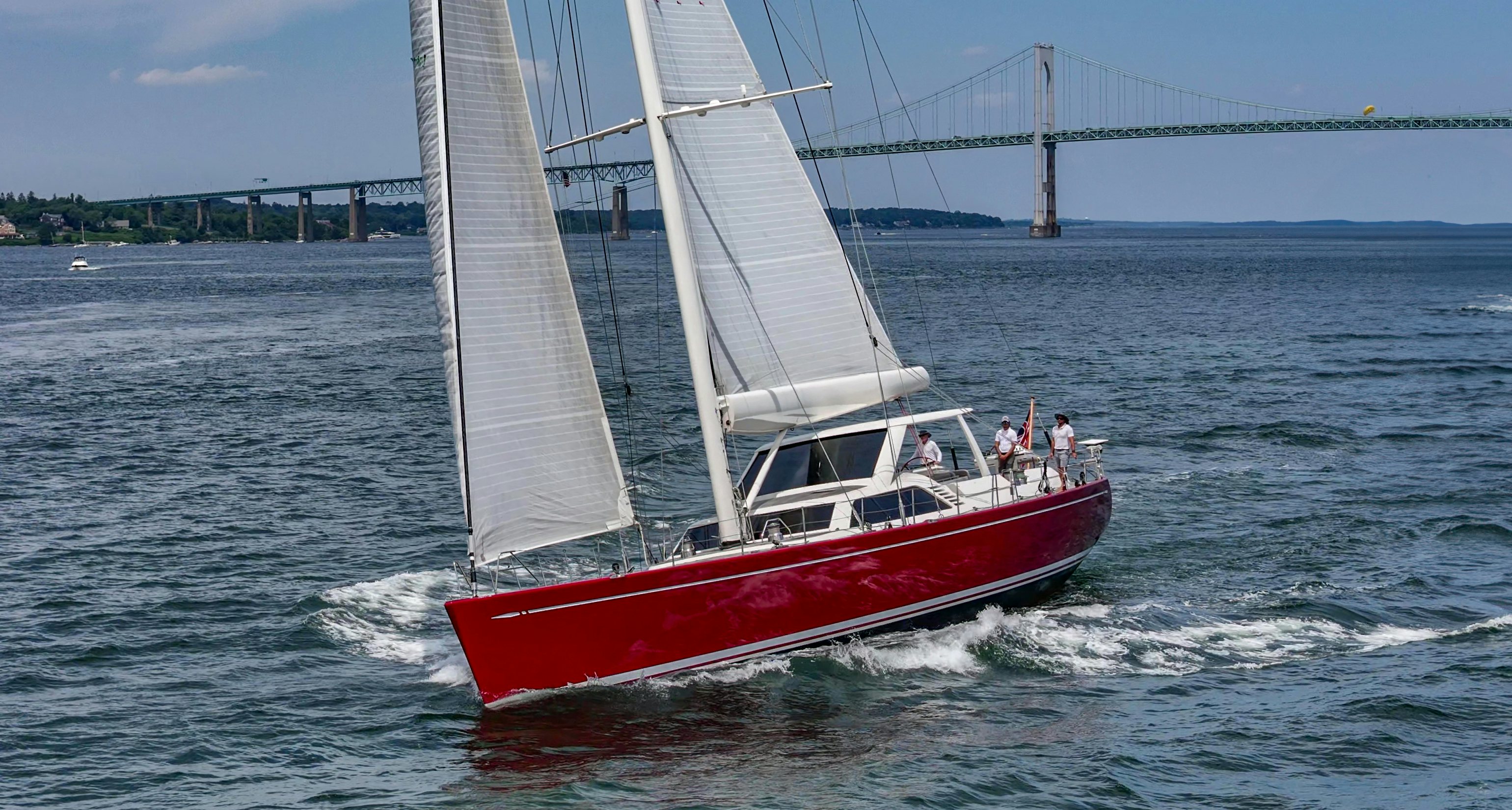 a sailboat on the water aboard RED SKY Yacht for Sale