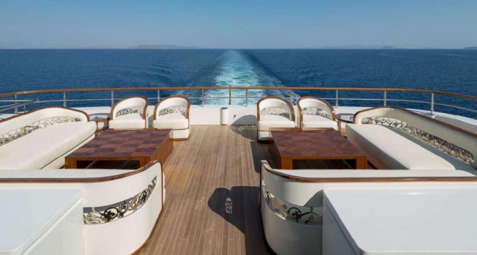 a deck with chairs on it aboard ELEMENTS Yacht for Charter